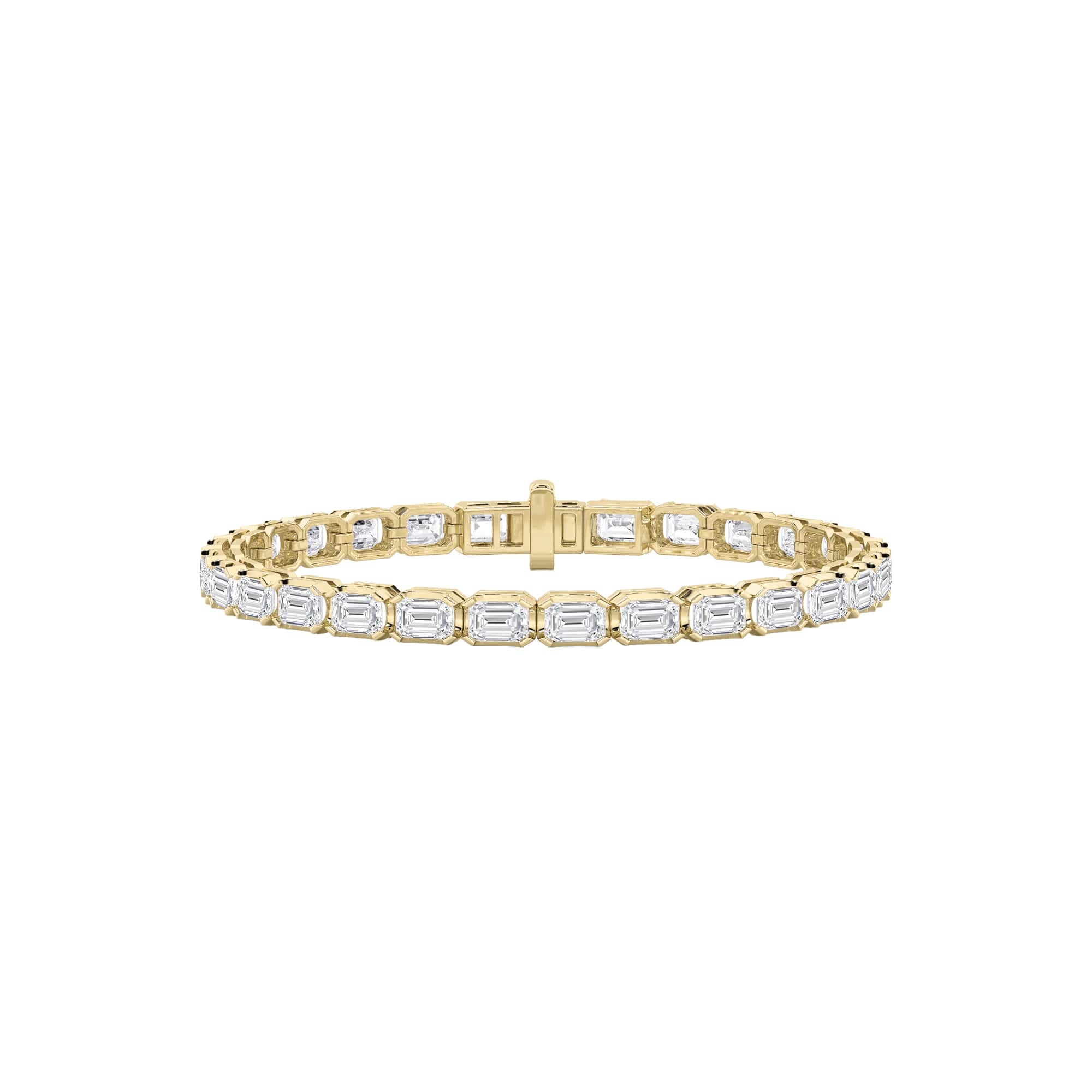 12Cttw Emerald Shaped Lab Grown Diamond (F/VS) Tennis Bracelet in 14K Gold