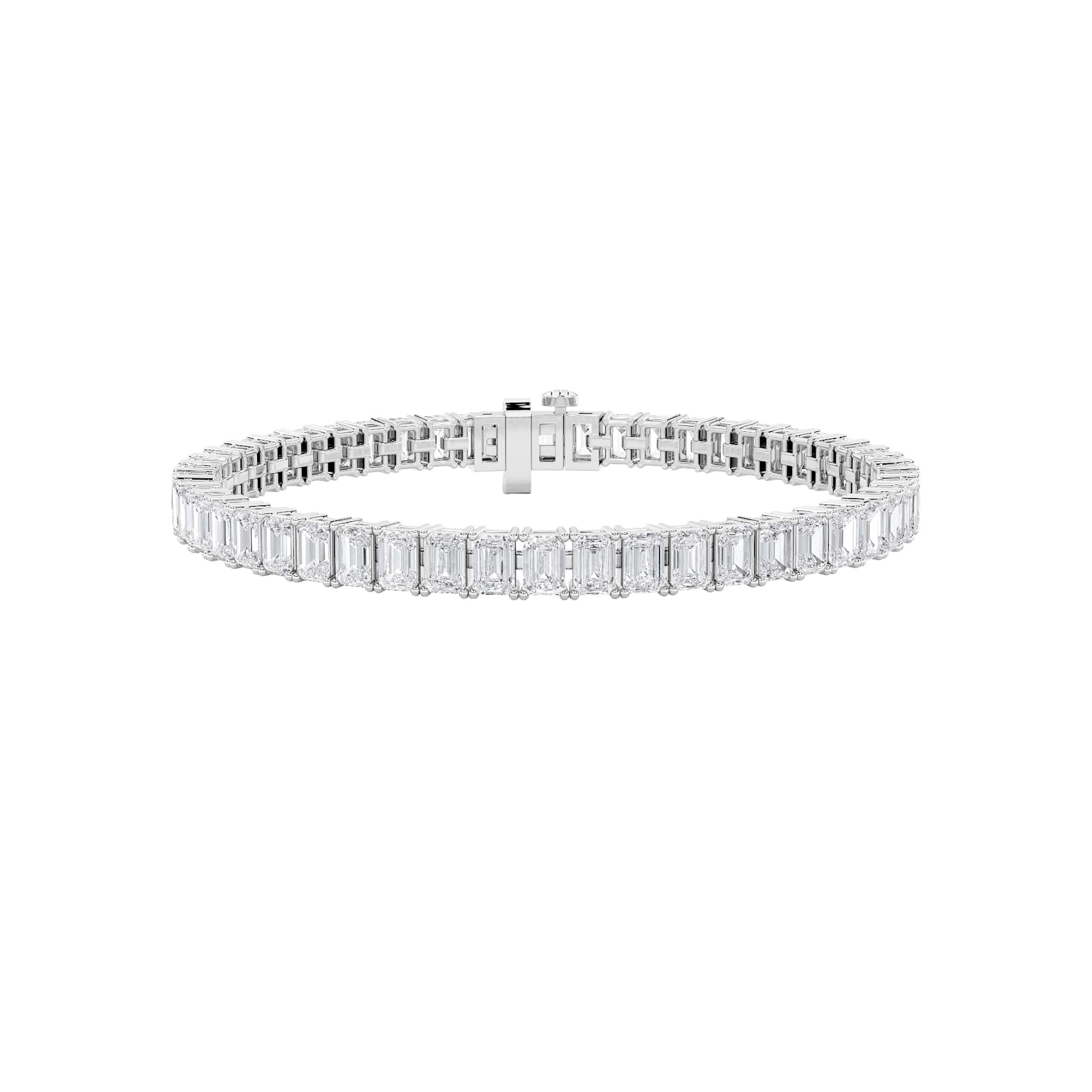 10Cttw Emerald Shaped Lab Grown Diamond (F/VS) East West Line Bracelet in 14K Gold