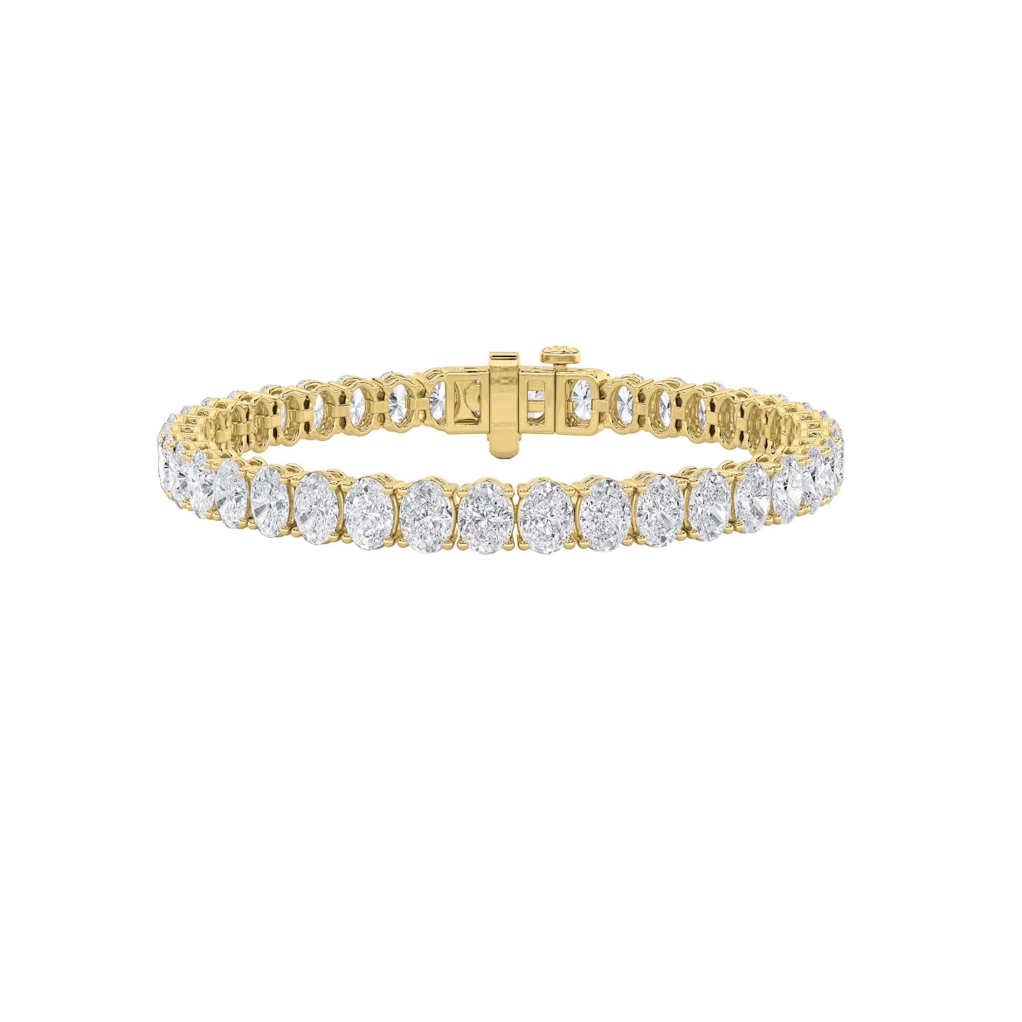 15Cttw Oval Shaped Lab Grown Diamond (F/VS) Line Bracelet in 14K Yellow Gold