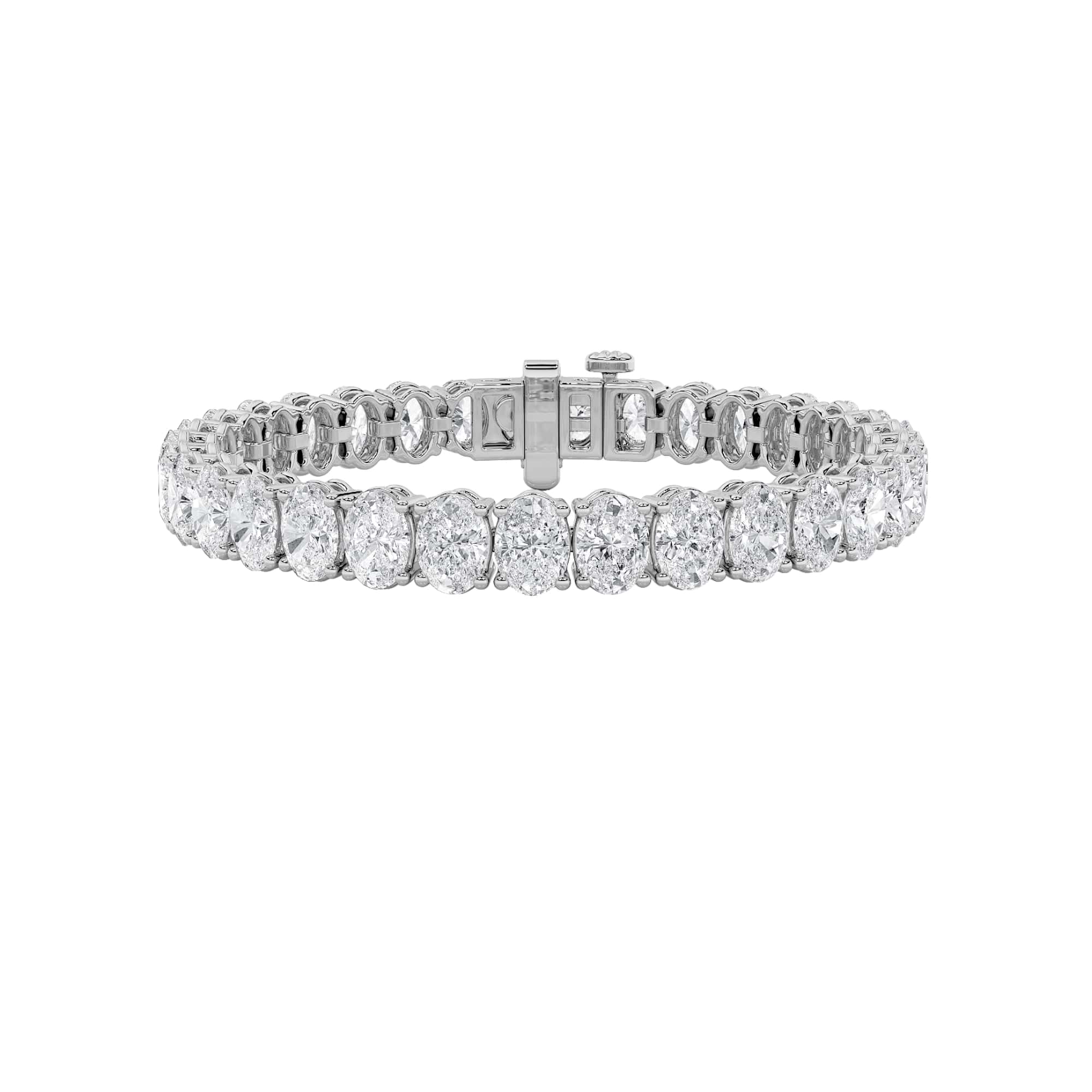 24Cttw Oval Shaped Lab Grown Diamond (F/VS) East West Line Bracelet in 14K Gold
