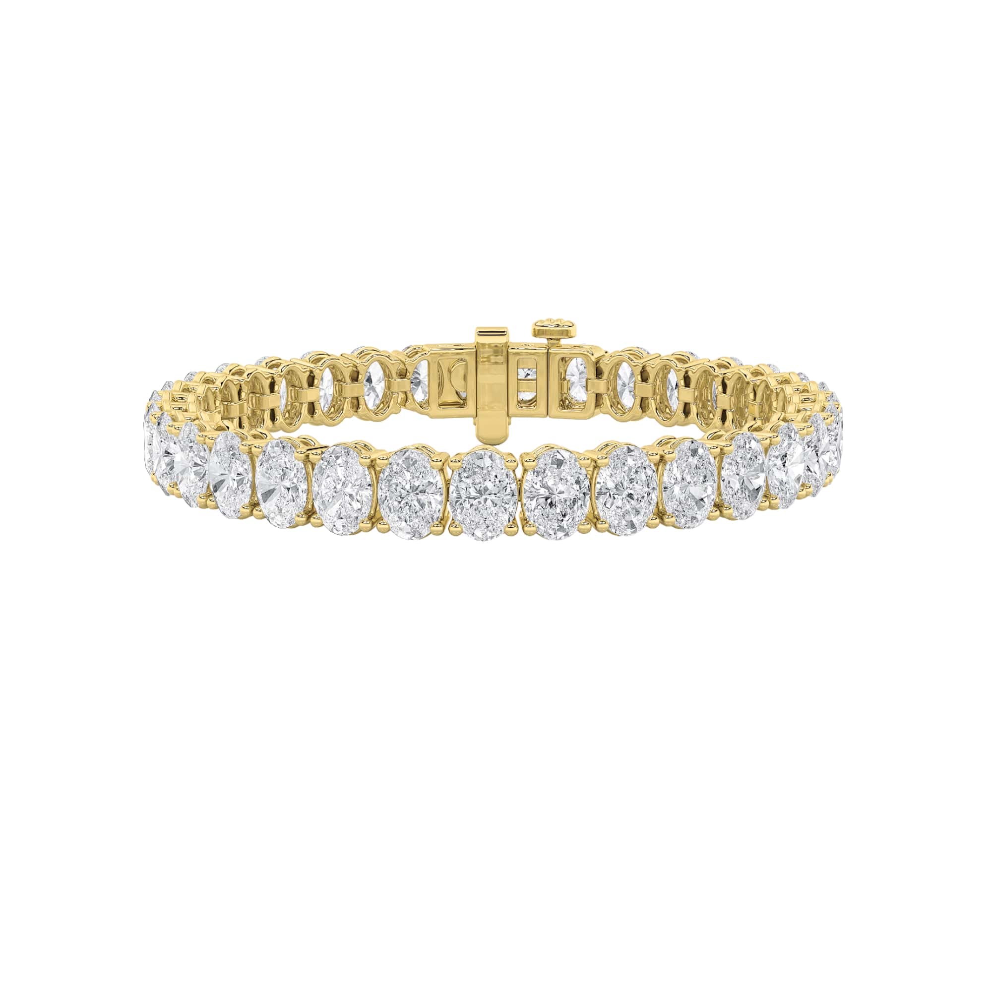 24Cttw Oval Shaped Lab Grown Diamond (F/VS) East West Line Bracelet in 14K Gold