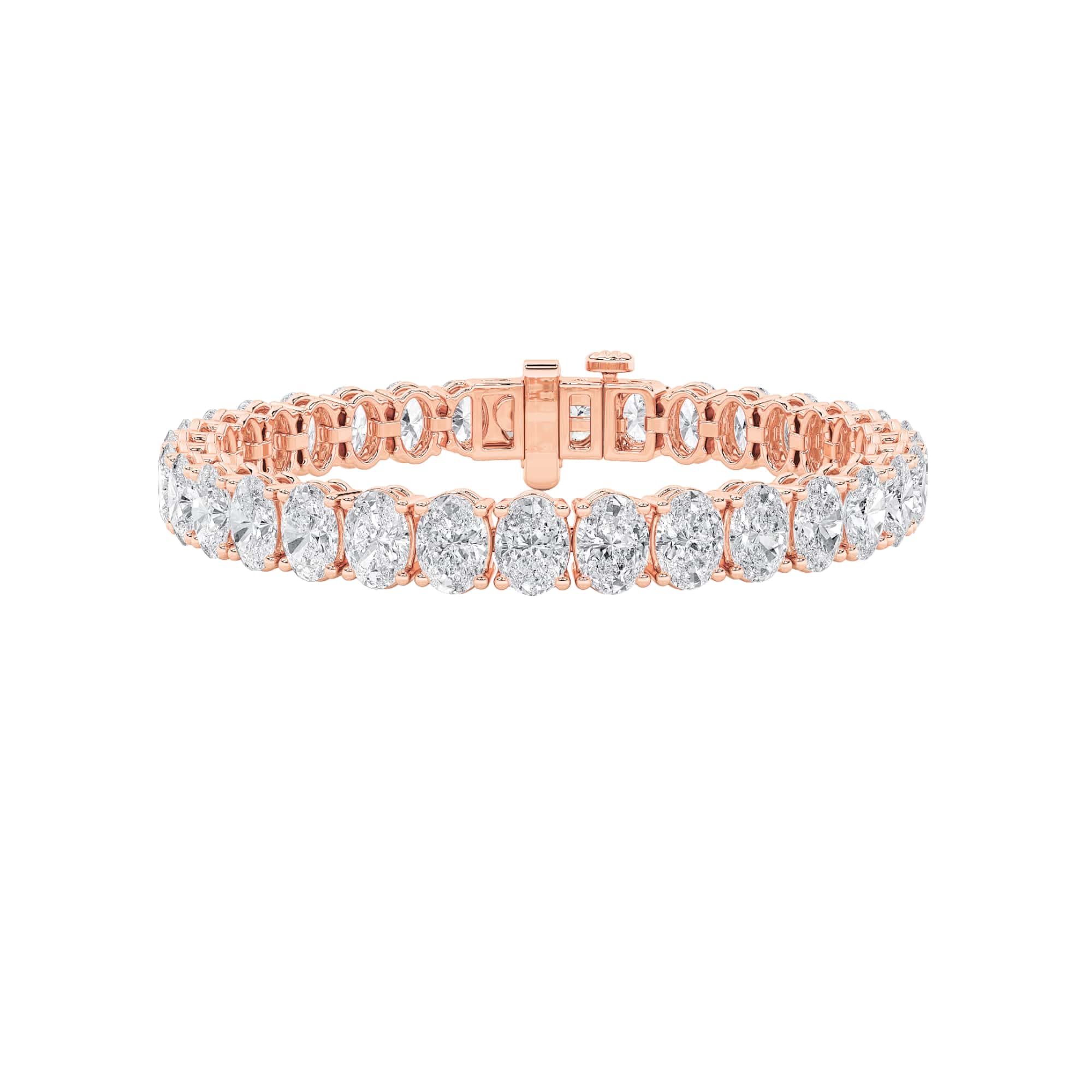 24Cttw Oval Shaped Lab Grown Diamond (F/VS) East West Line Bracelet in 14K Gold
