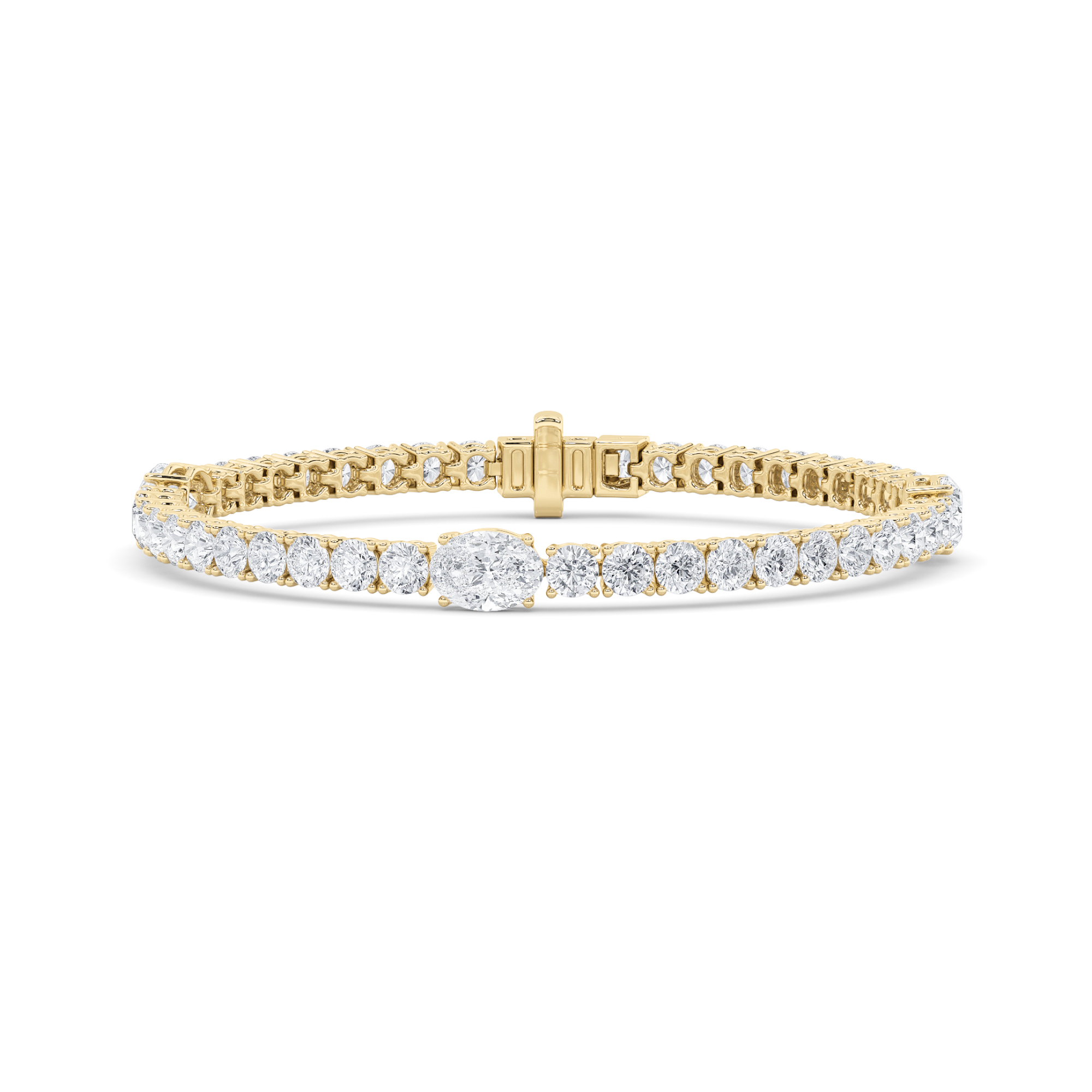 10Cttw Oval Shaped Lab Grown Diamond (F/VS) East West Station Bracelet in 14K Gold