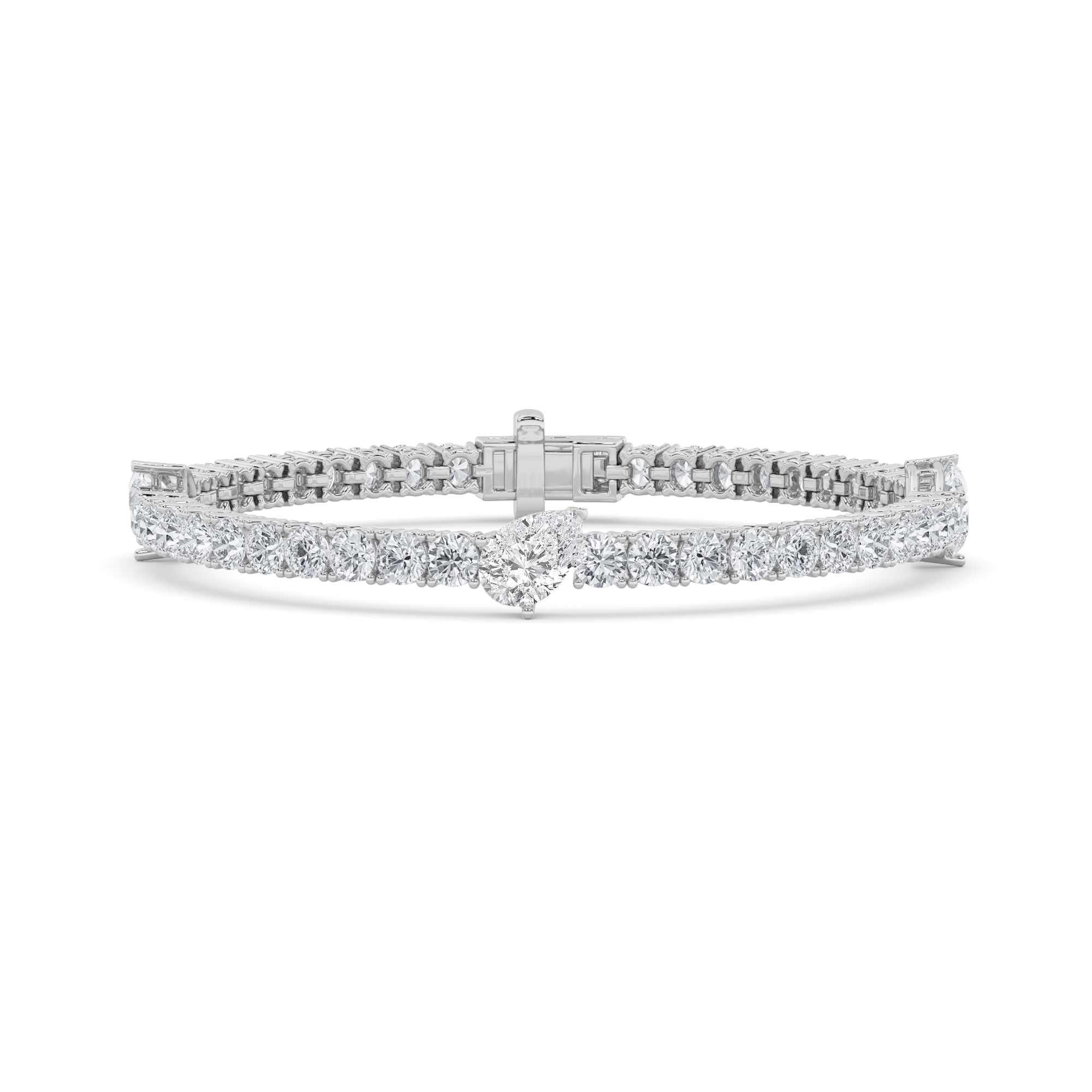 10Cttw Pear Shaped Lab Grown Diamond (F/VS) East West Station Bracelet in 14K Gold