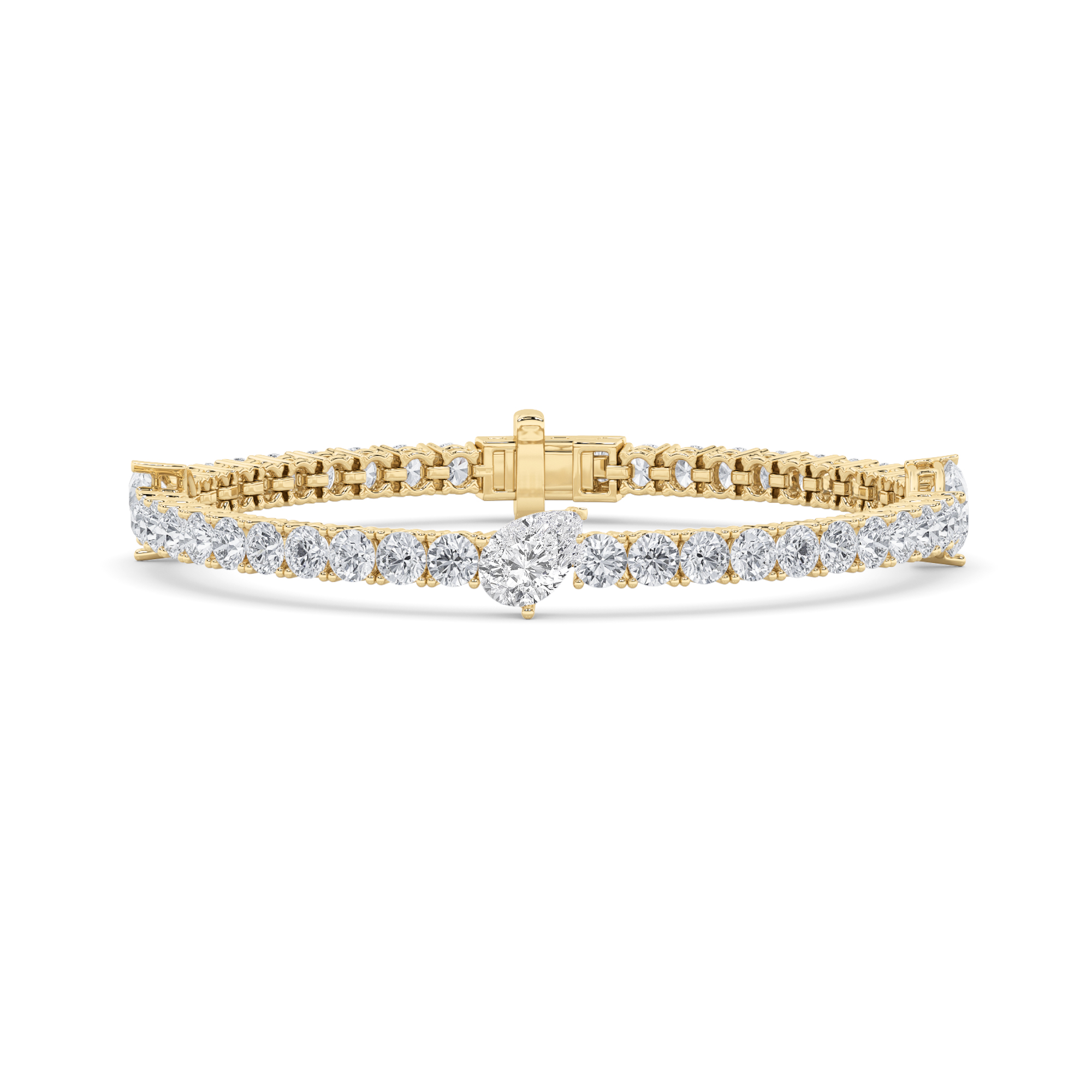10Cttw Pear Shaped Lab Grown Diamond (F/VS) East West Station Bracelet in 14K Gold