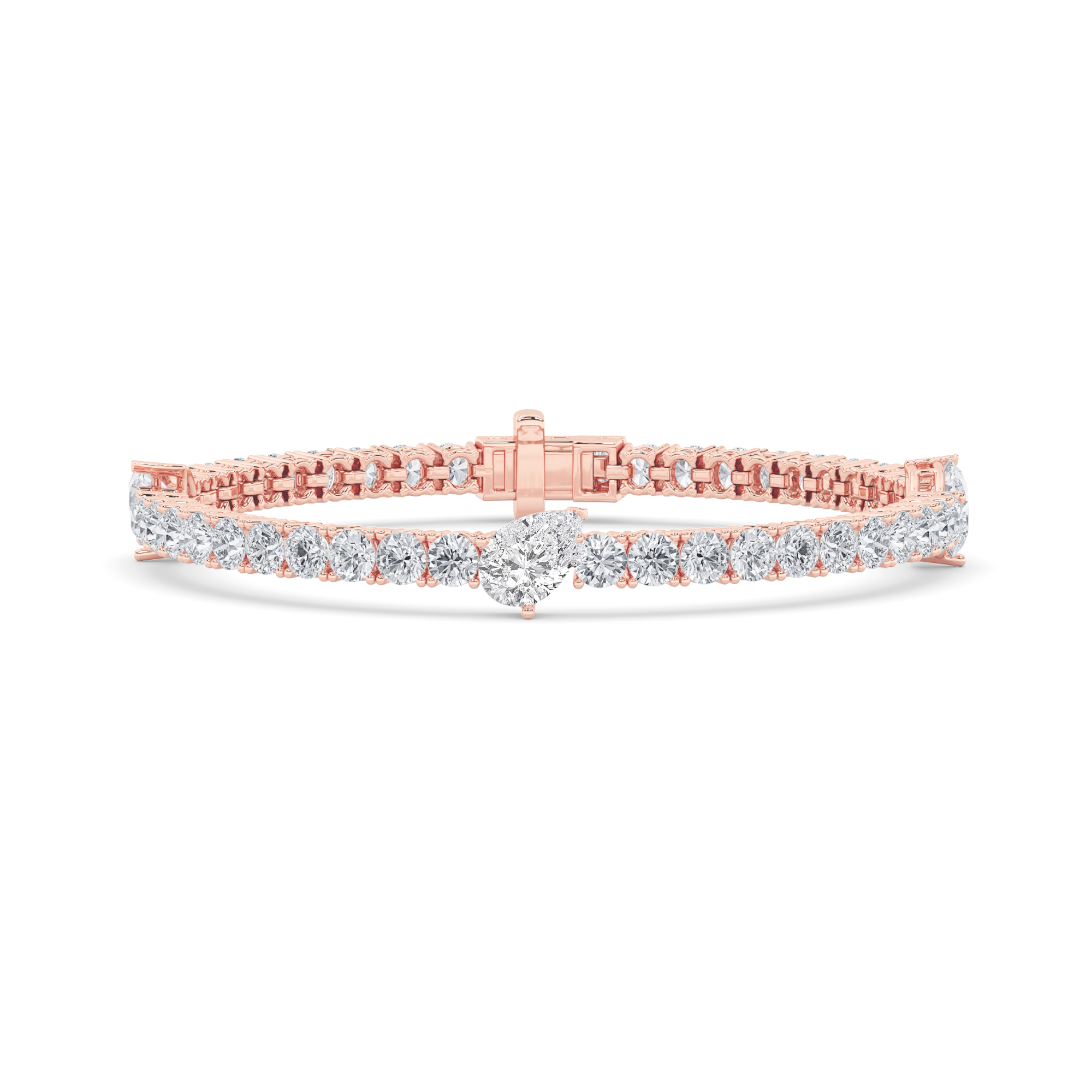 10Cttw Pear Shaped Lab Grown Diamond (F/VS) East West Station Bracelet in 14K Gold