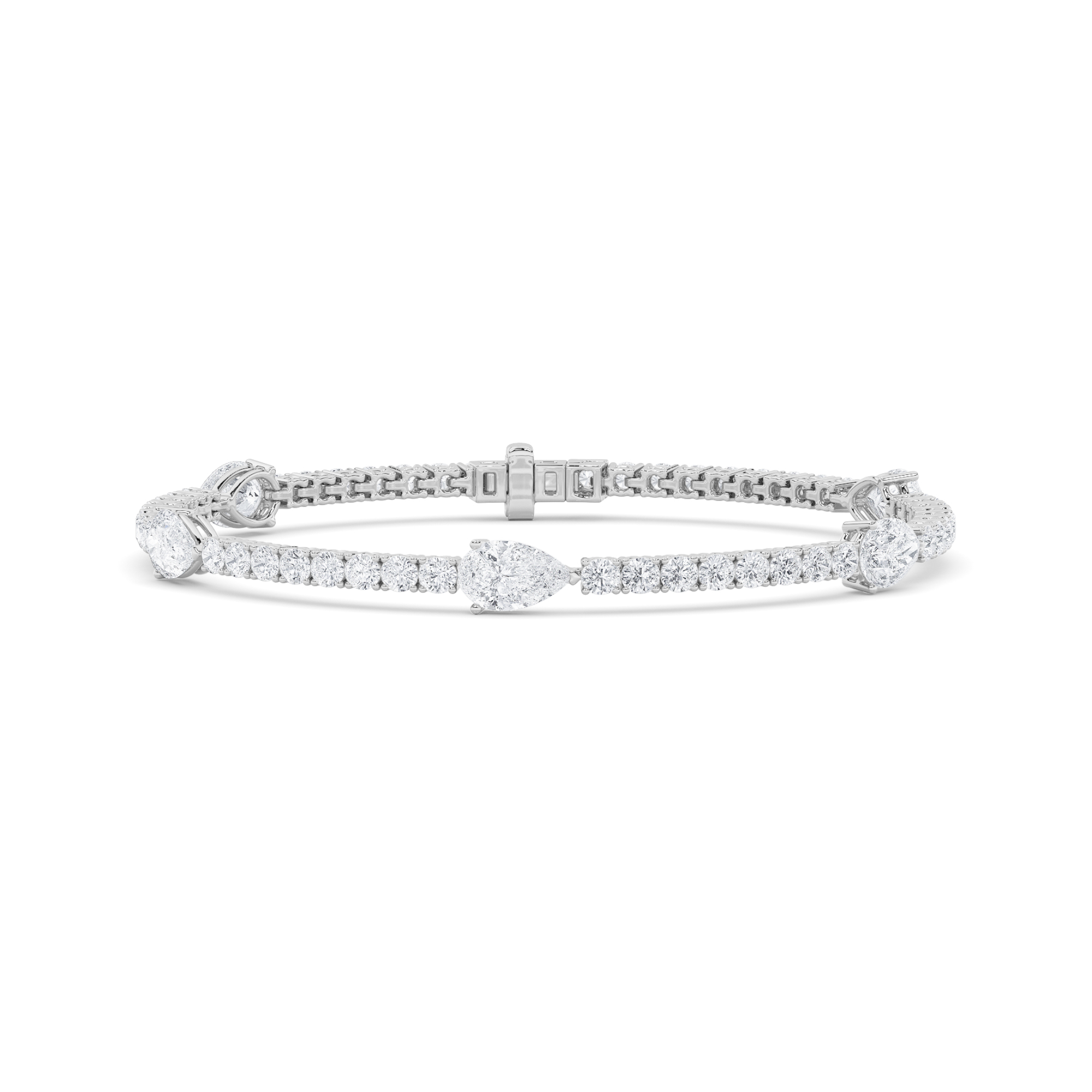 6Cttw Pear Shaped Lab Grown Diamond (F/VS) East West Station Bracelet in 14K Gold