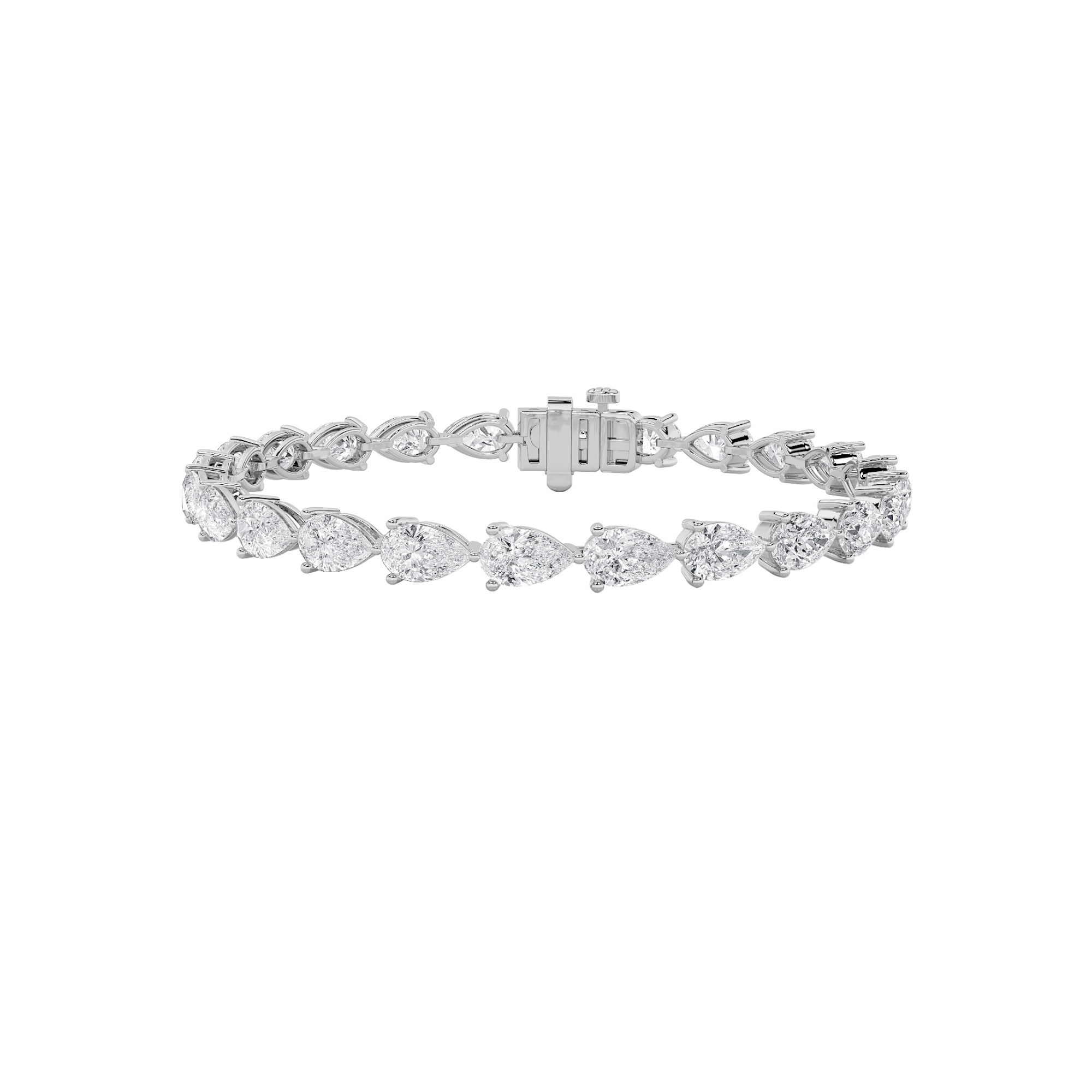 10Cttw Pear Shaped Lab Grown Diamond (F/VS) Fancy Line Bracelet in 14K Gold