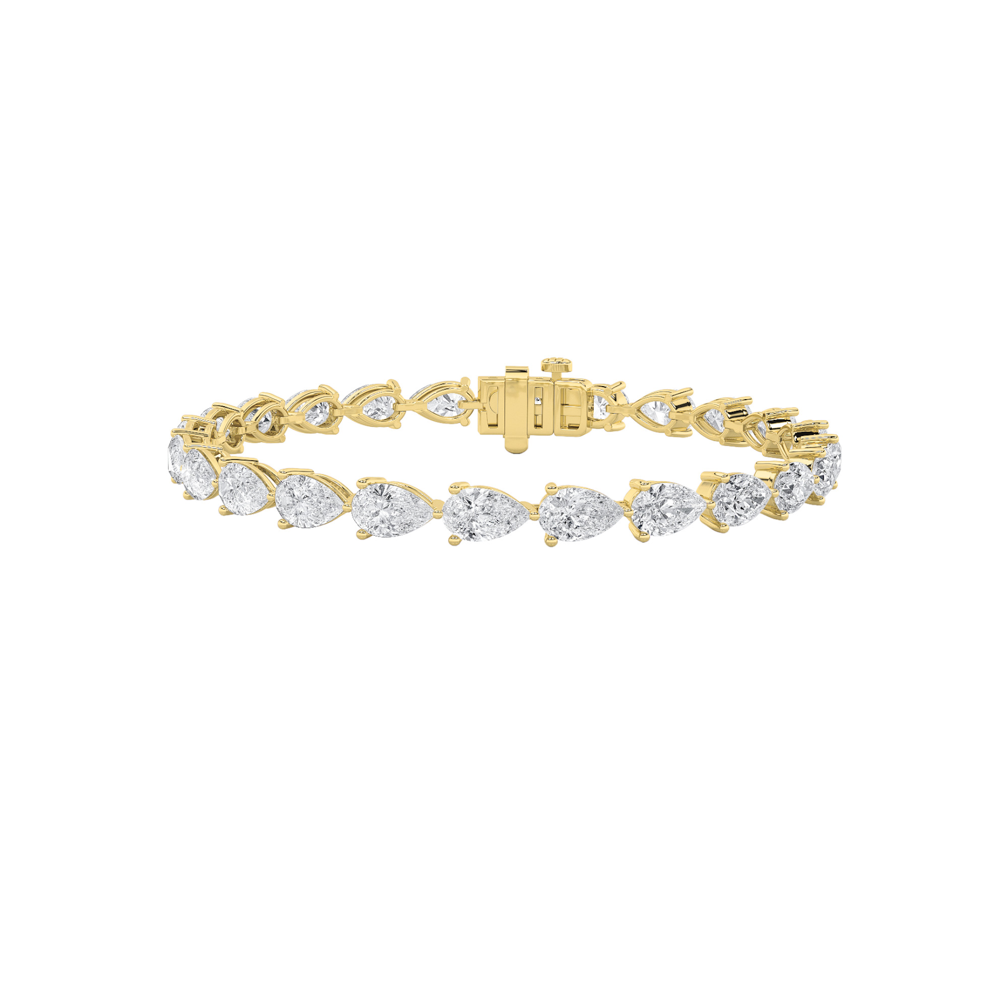 10Cttw Pear Shaped Lab Grown Diamond (F/VS) Fancy Line Bracelet in 14K Gold