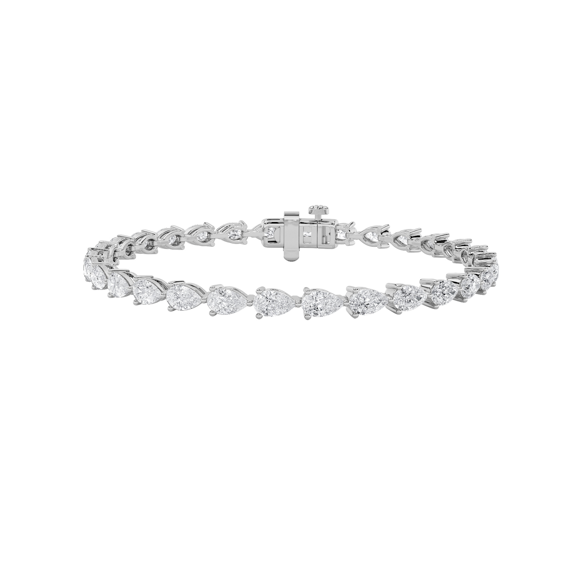 6Cttw Pear Shaped Lab Grown Diamond (F/VS) Fancy Line Bracelet in 14K Gold