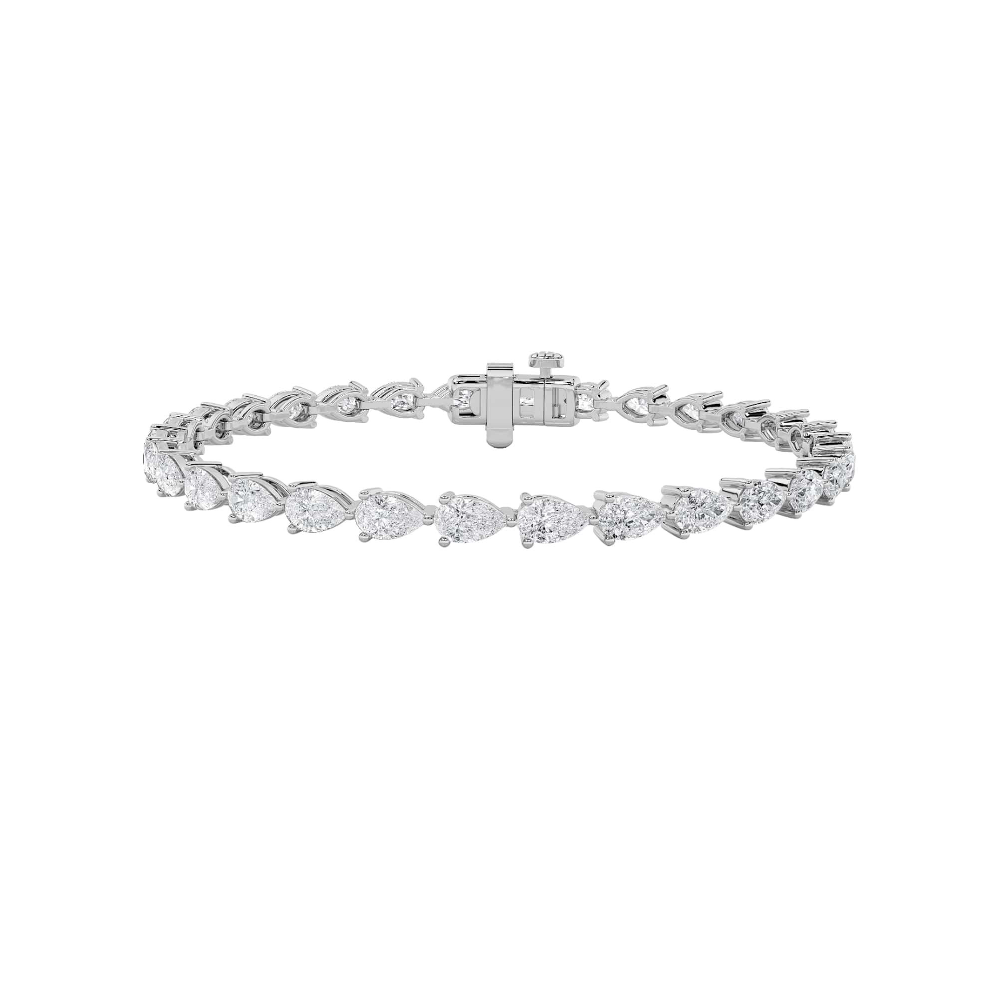 7Cttw Pear Shaped Lab Grown Diamond (F/VS) Fancy Line Bracelet in 14K Gold