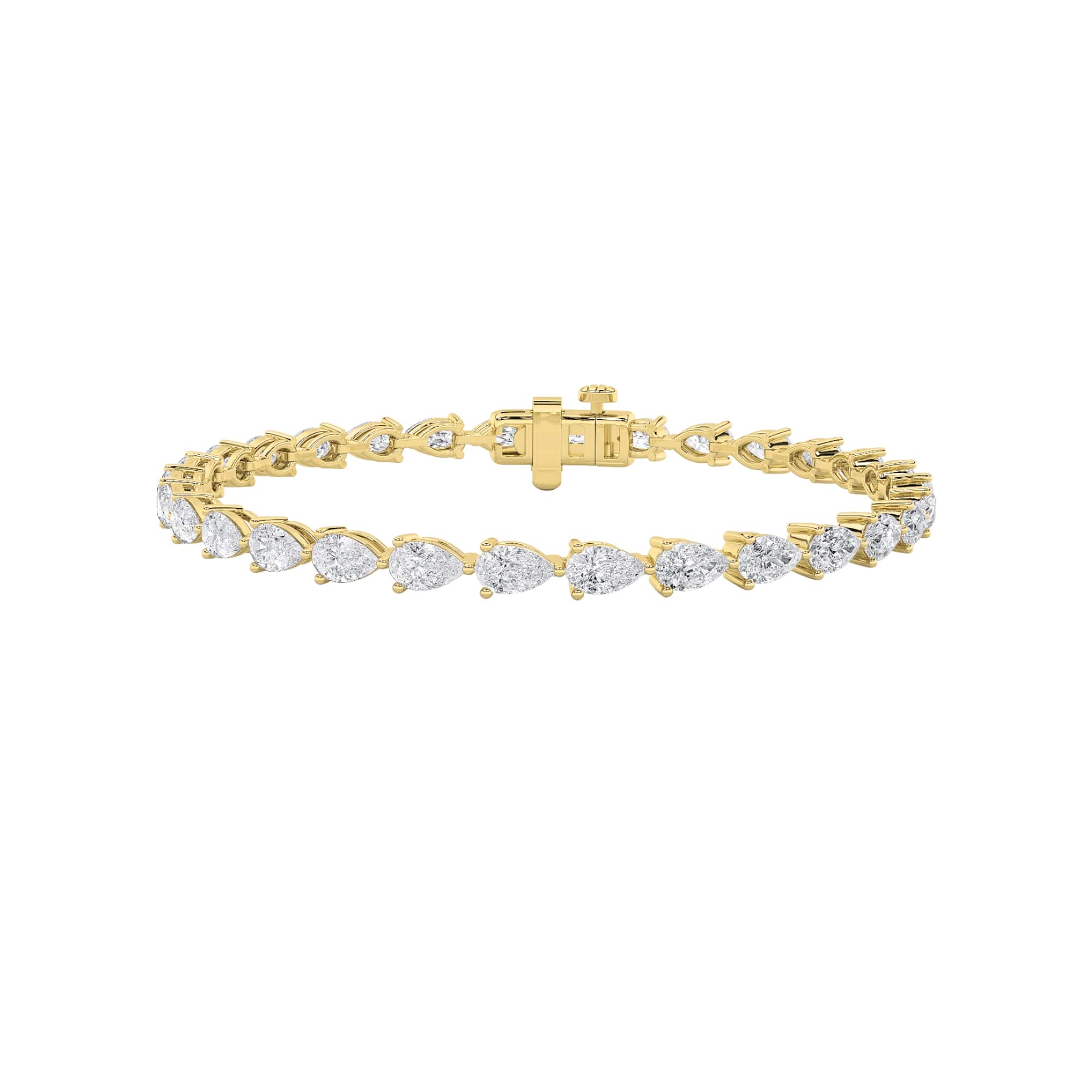 7Cttw Pear Shaped Lab Grown Diamond (F/VS) Fancy Line Bracelet in 14K Gold