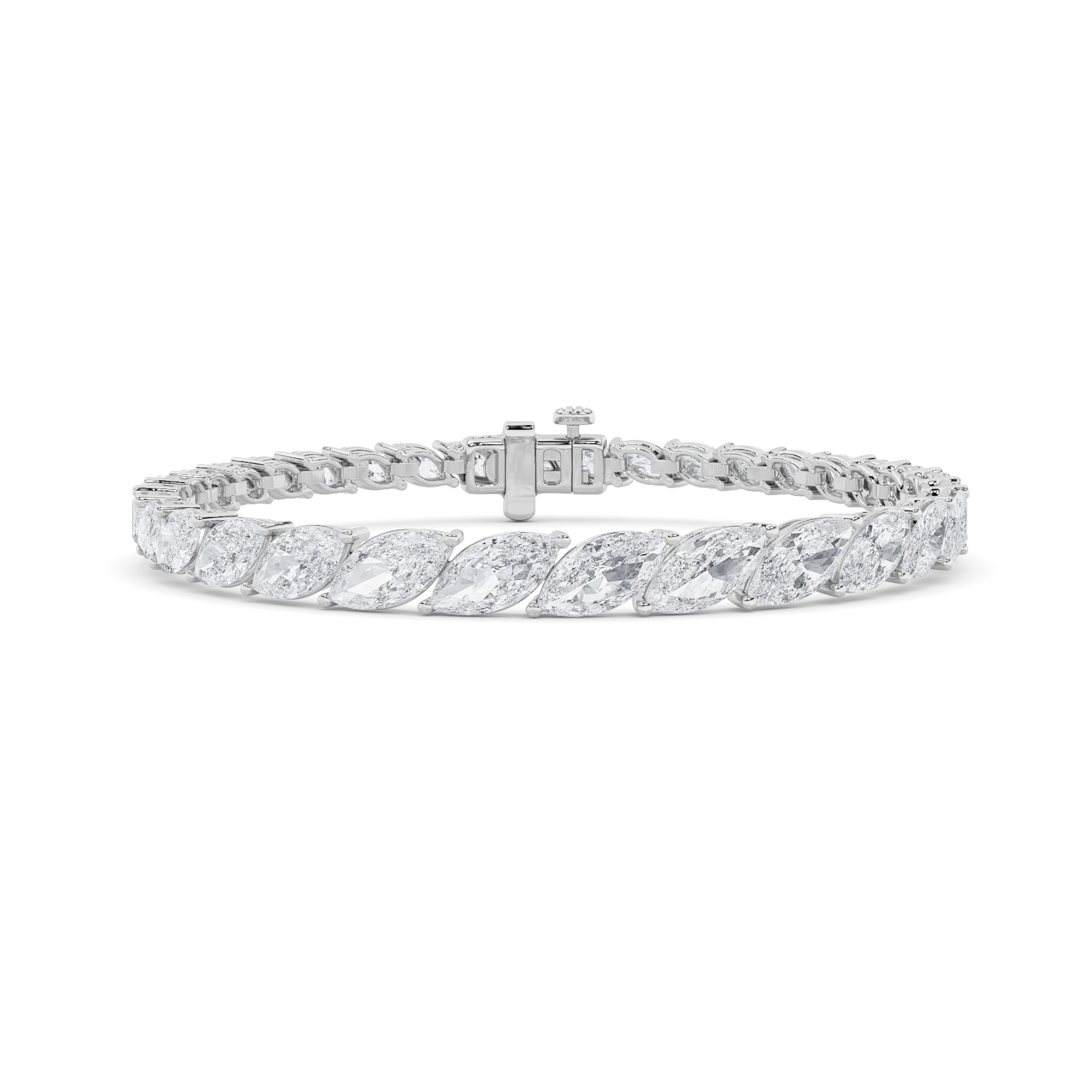 13.5Cttw Marquise Shaped Lab Grown Diamond (F/VS)  Bracelet in 14K Gold