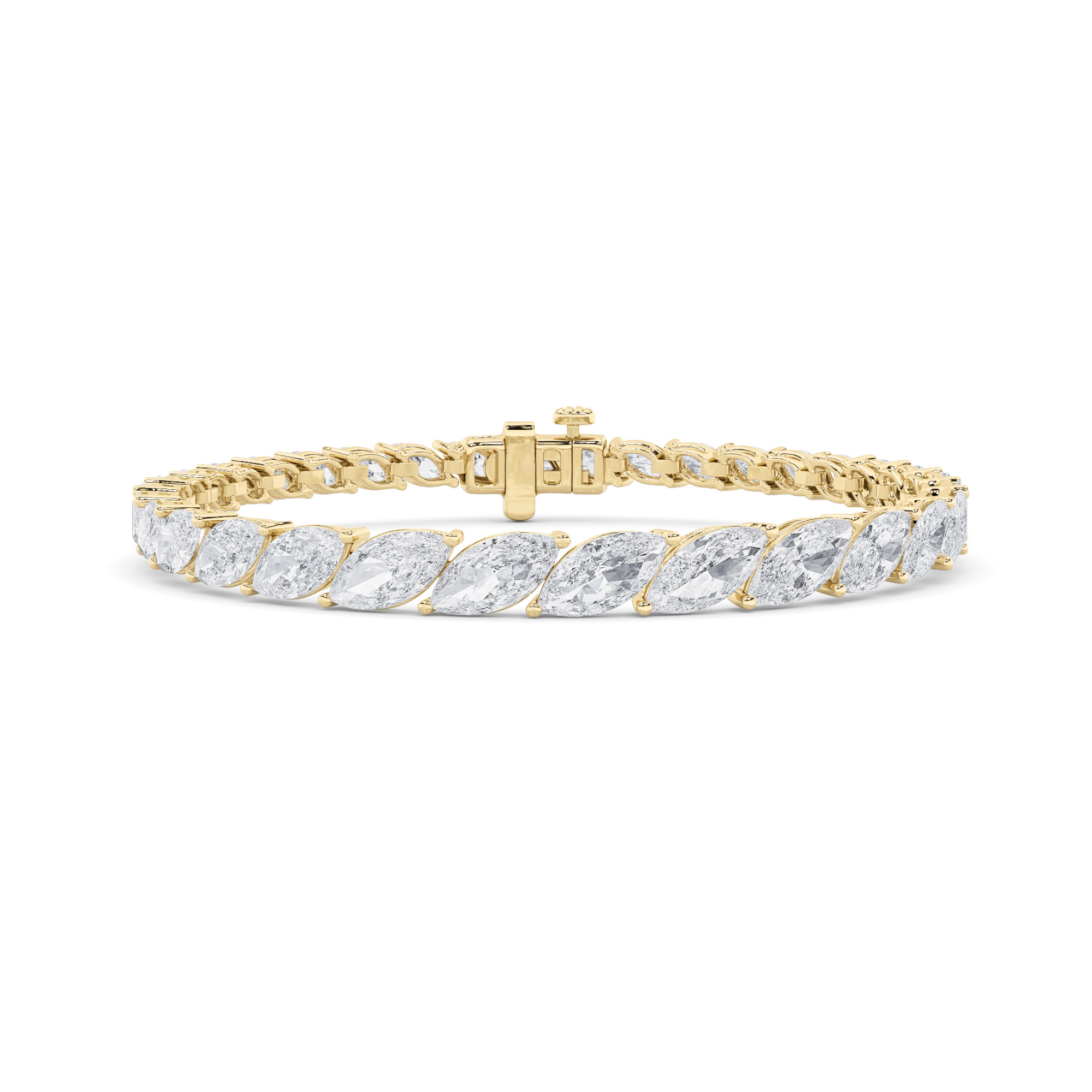 13.5Cttw Marquise Shaped Lab Grown Diamond (F/VS)  Bracelet in 14K Gold