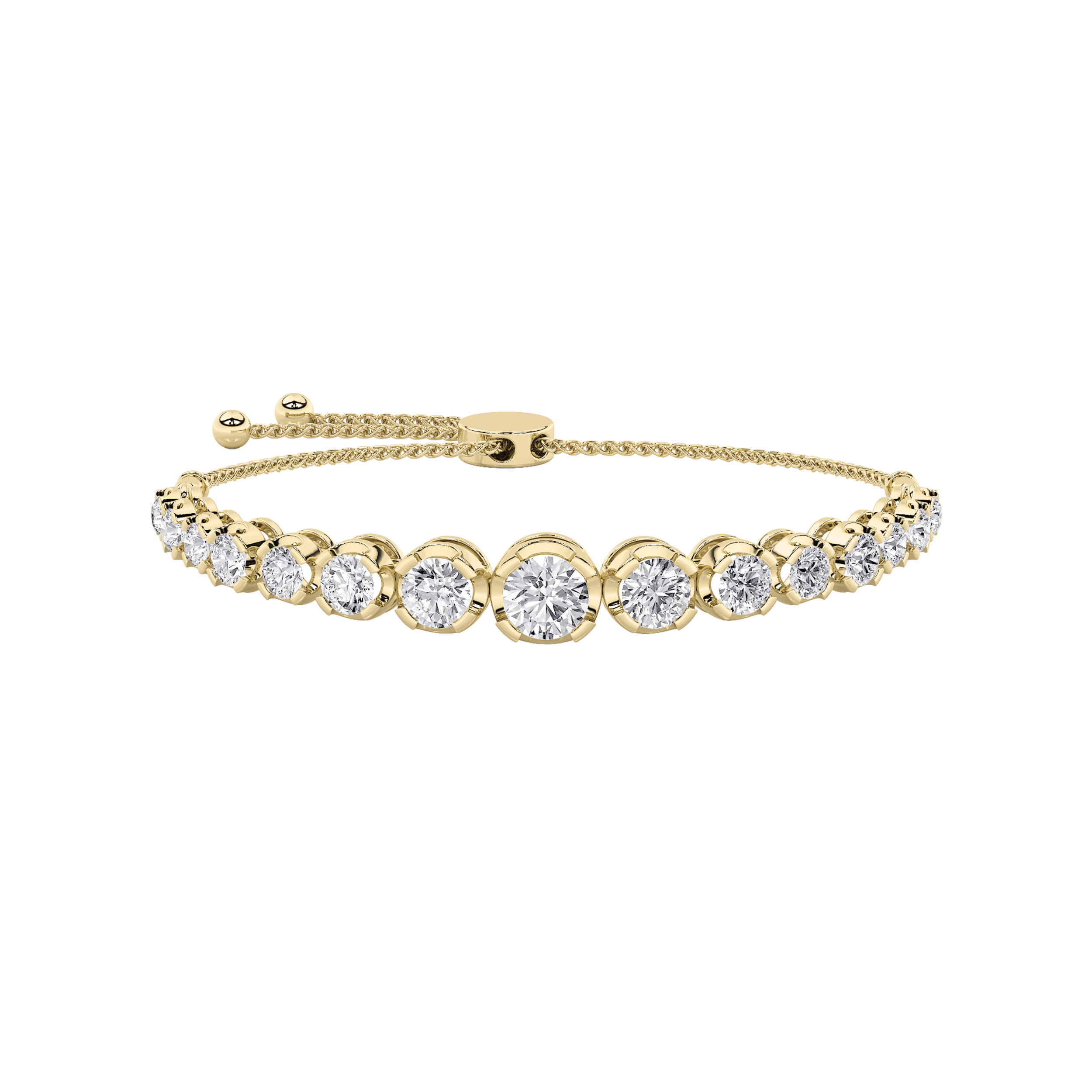 3.5Cttw Round Shaped Lab Grown Diamond (F/VS) Bolo Bracelet in 14K Gold