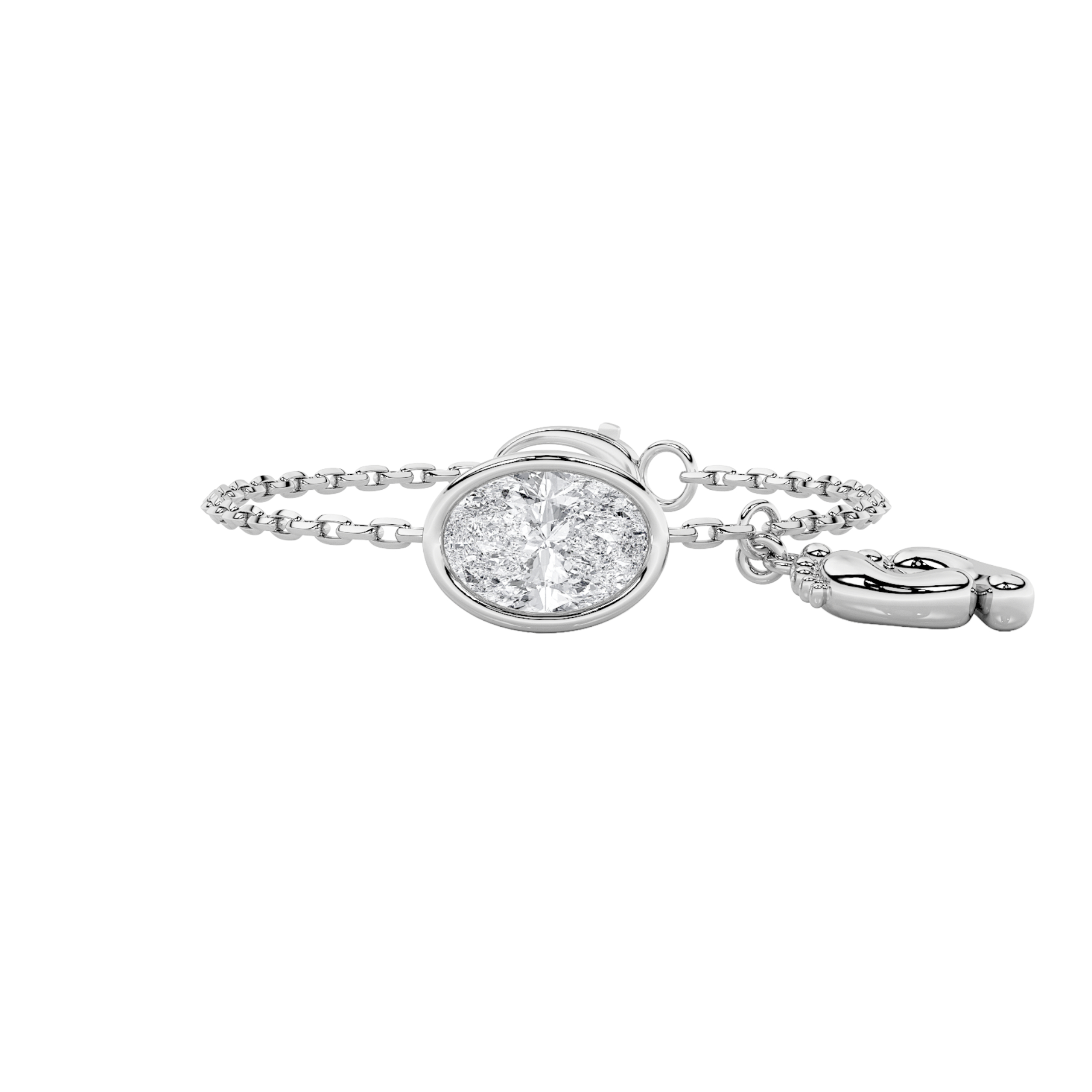 1Cttw Oval Shaped Lab Grown Diamond (F/VS) Bolo Bracelet in 14K Gold