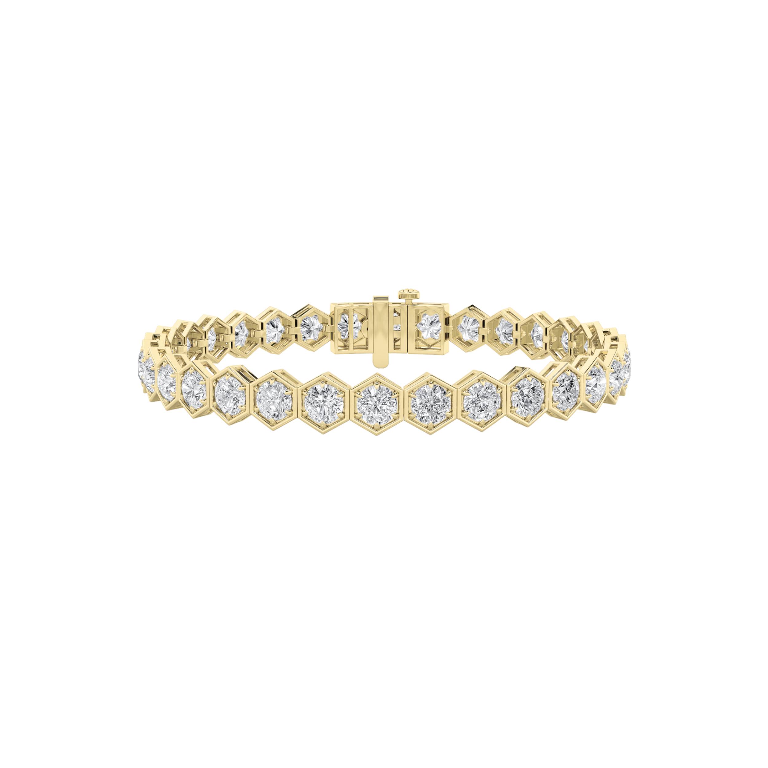 10Cttw Round Shaped Lab Grown Diamond (F/VS)  Bracelet in 14K Gold