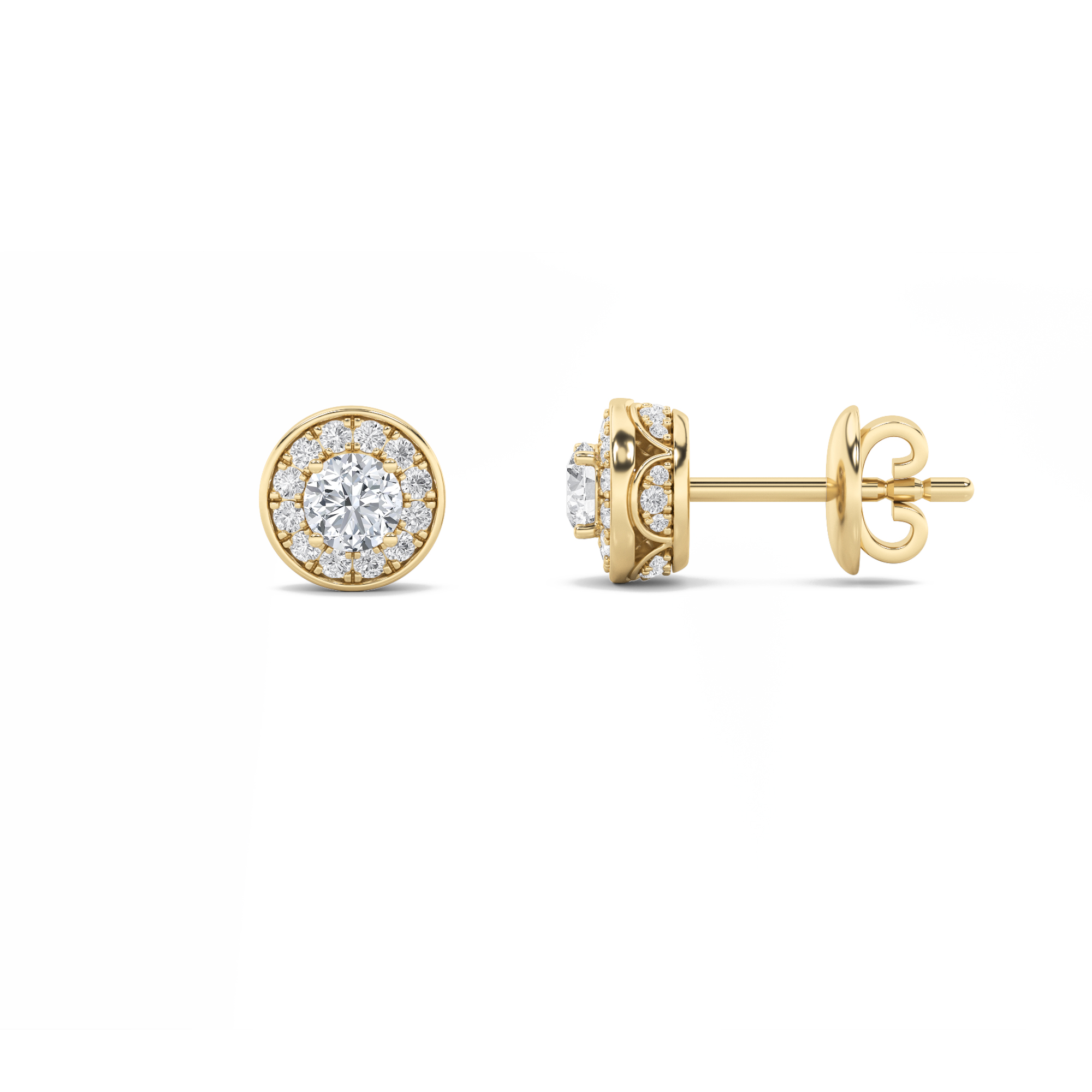 2Cttw Round Shaped Lab Grown Diamond (F/VS) Halo Stud Earrings in 14K Gold