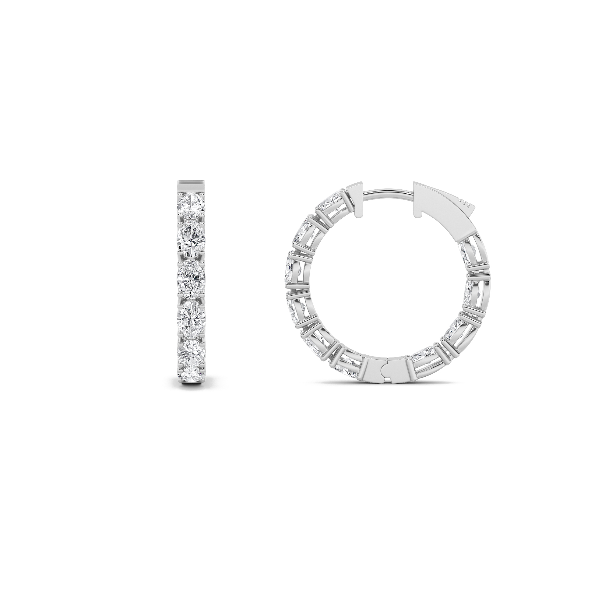 4Cttw Oval Shaped Lab Grown Diamond (F/VS) Inside Out Hoop Earrings in 14K Gold