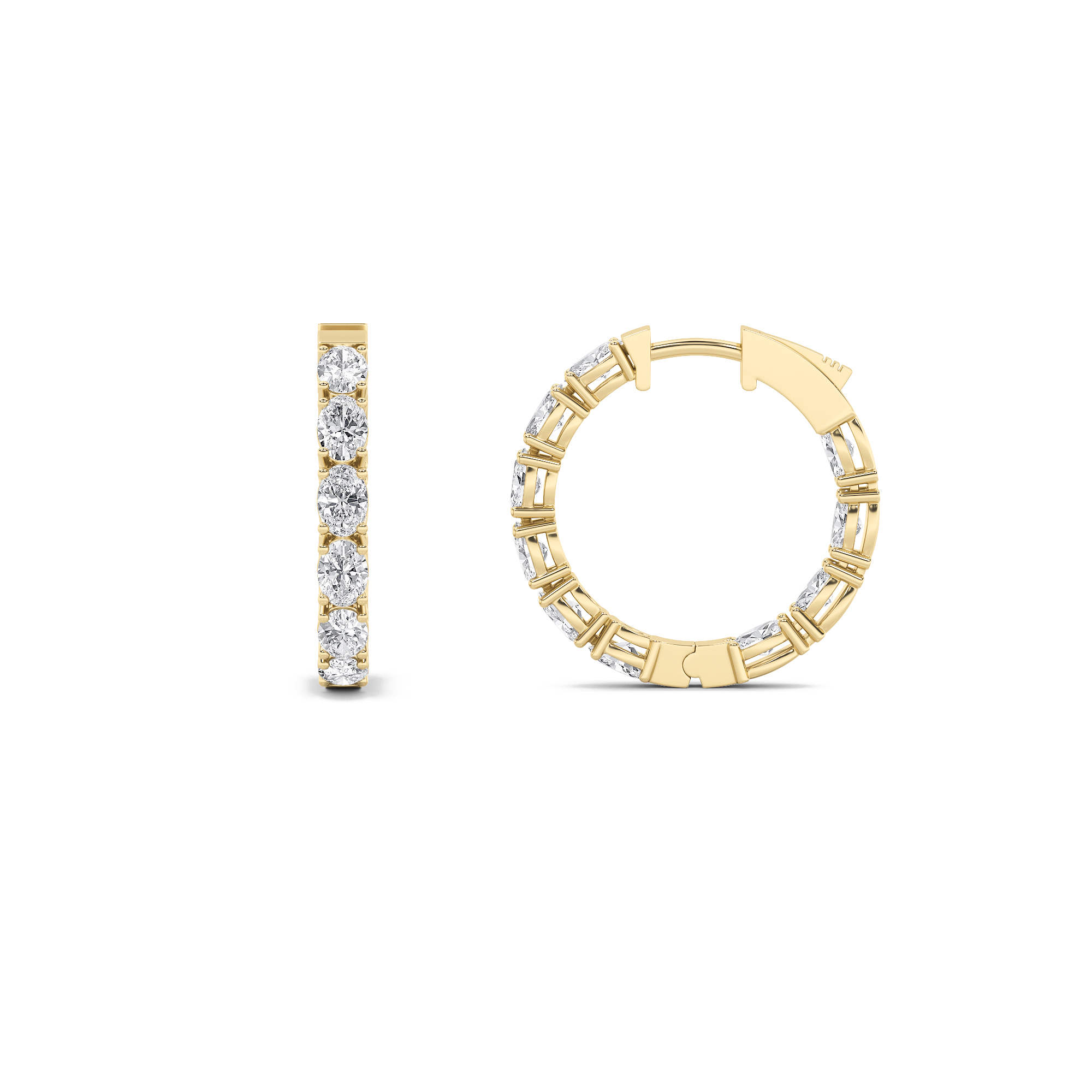 4Cttw Oval Shaped Lab Grown Diamond (F/VS) Inside Out Hoop Earrings in 14K Gold