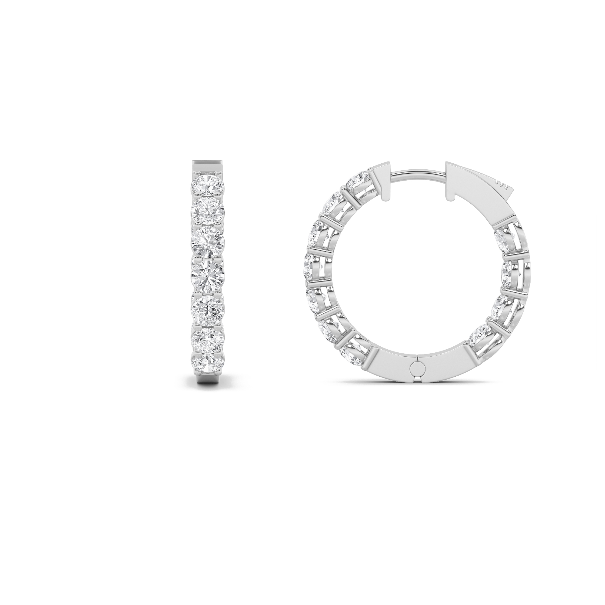 4Cttw Round Shaped Lab Grown Diamond (F/VS) Inside Out Hoop Earrings in 14K Gold