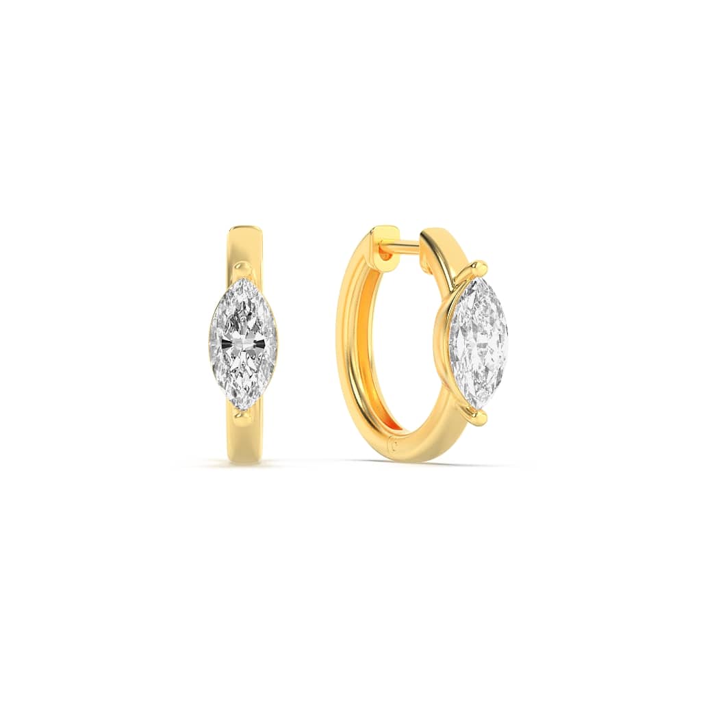 1.5Cttw Marquise Shaped Lab Grown Diamond (F/VS) Solitaire Huggie Earrings in 14K  Yellow Gold