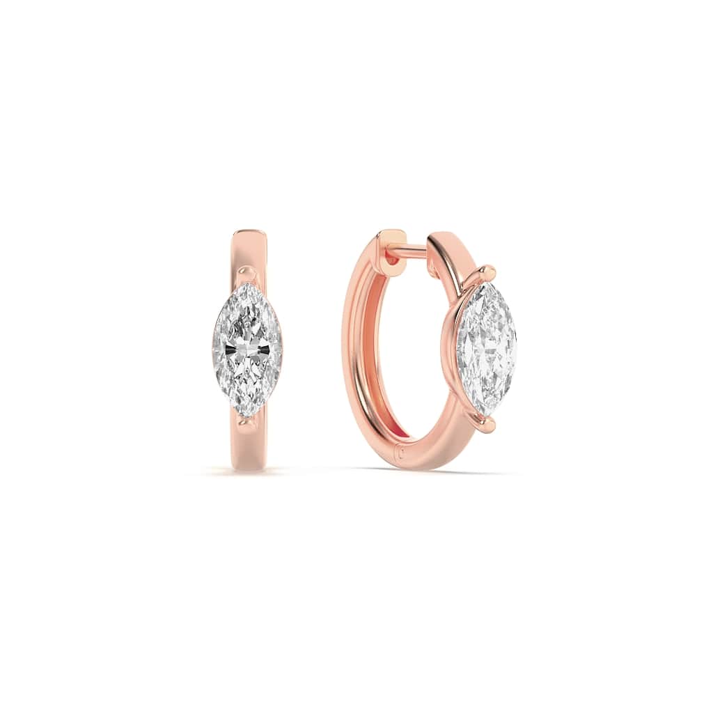 1.5Cttw Marquise Shaped Lab Grown Diamond (F/VS) Solitaire Huggie Earrings in 14K Gold
