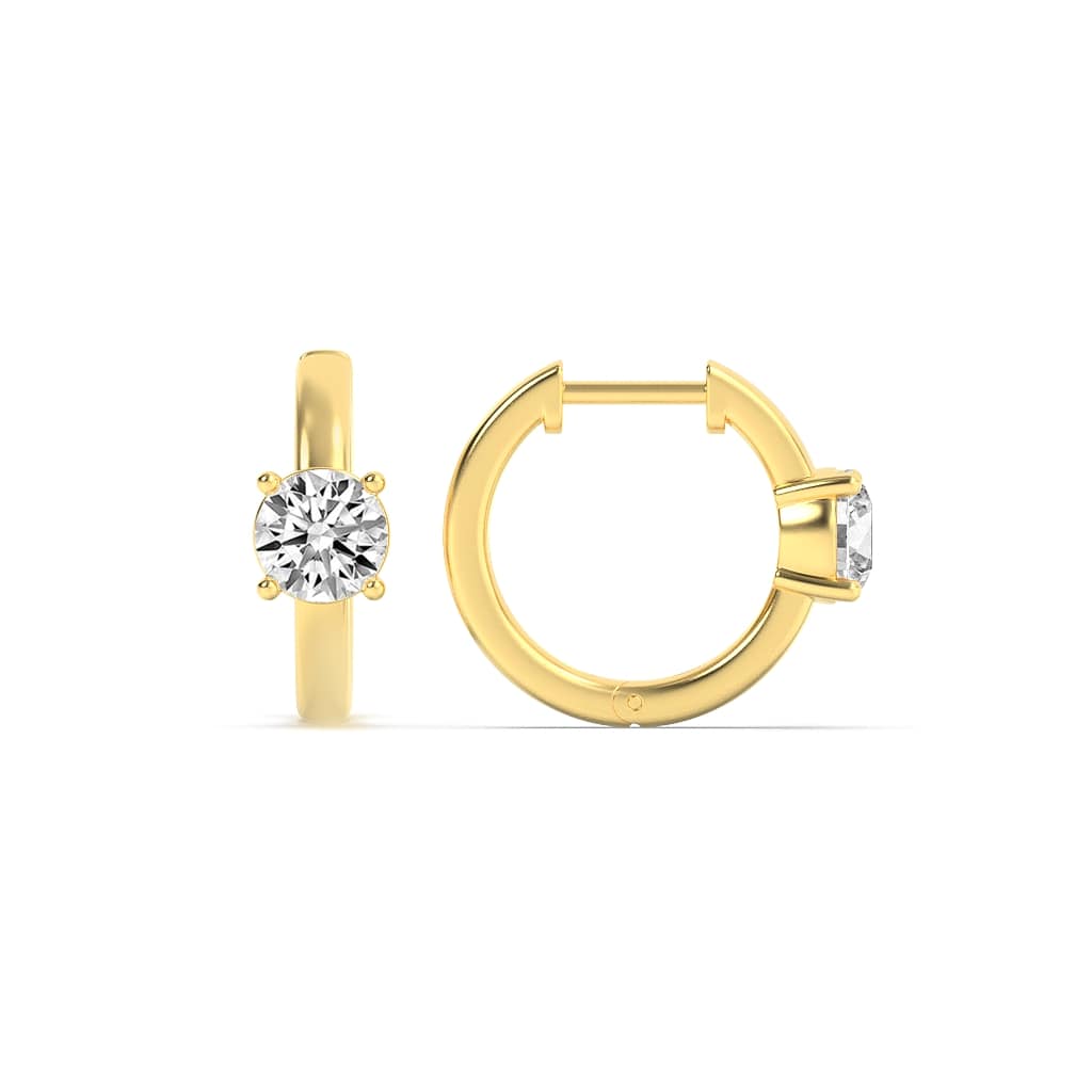 1.5Cttw Round Shaped Lab Grown Diamond (F/VS) Solitaire Huggie Earrings in 14K Gold