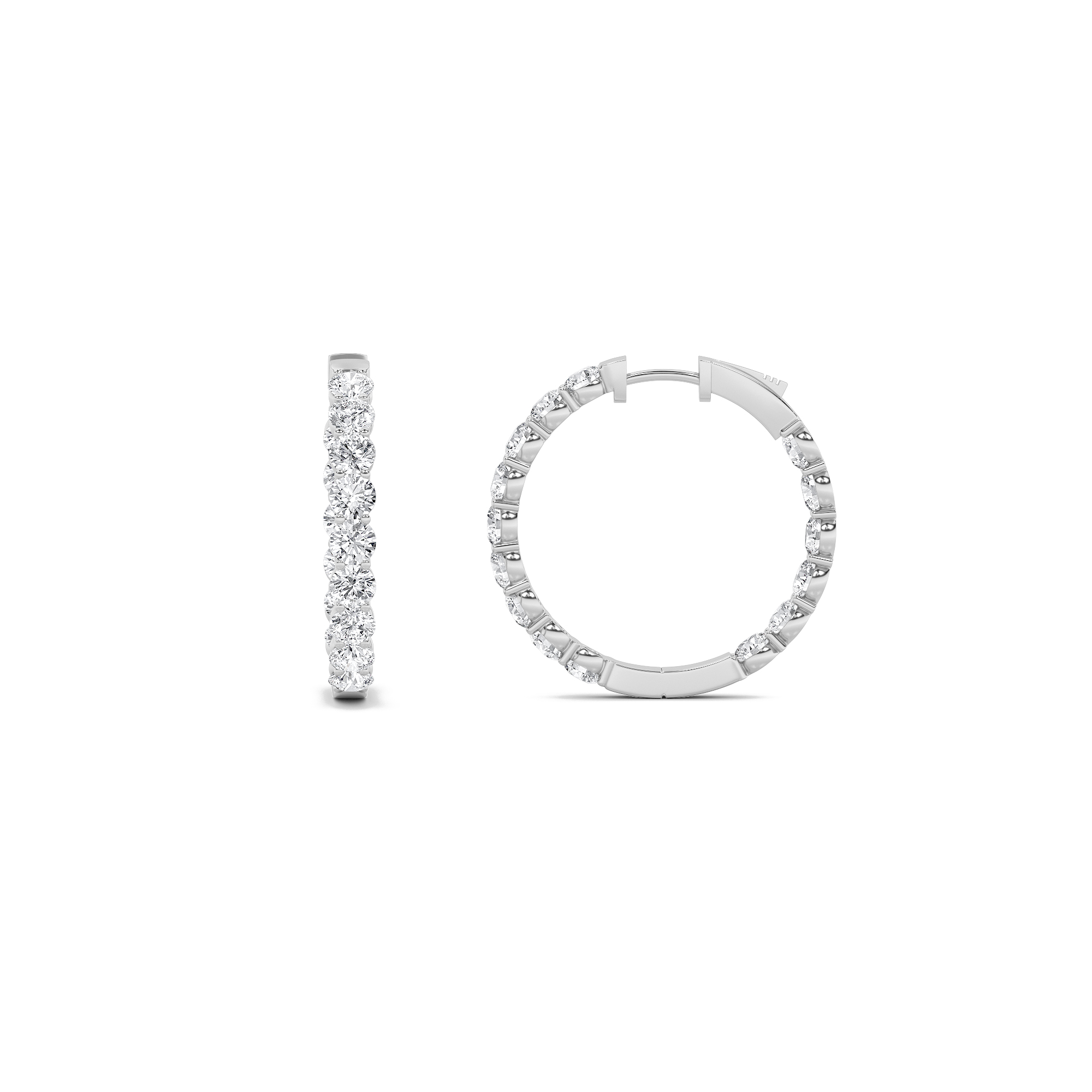 3Cttw Round Shaped Lab Grown Diamond (F/VS) Inside out Hoop Earrings in 14K Gold