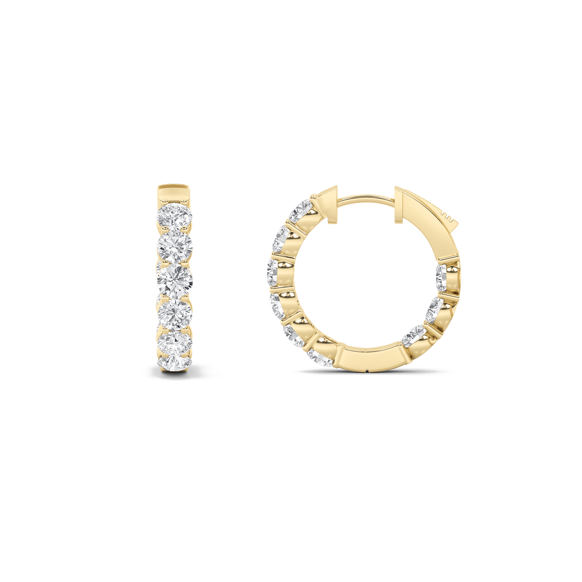 7Cttw Round Shaped Lab Grown Diamond (F/VS) Indise out Hoop Earrings in 14K Gold