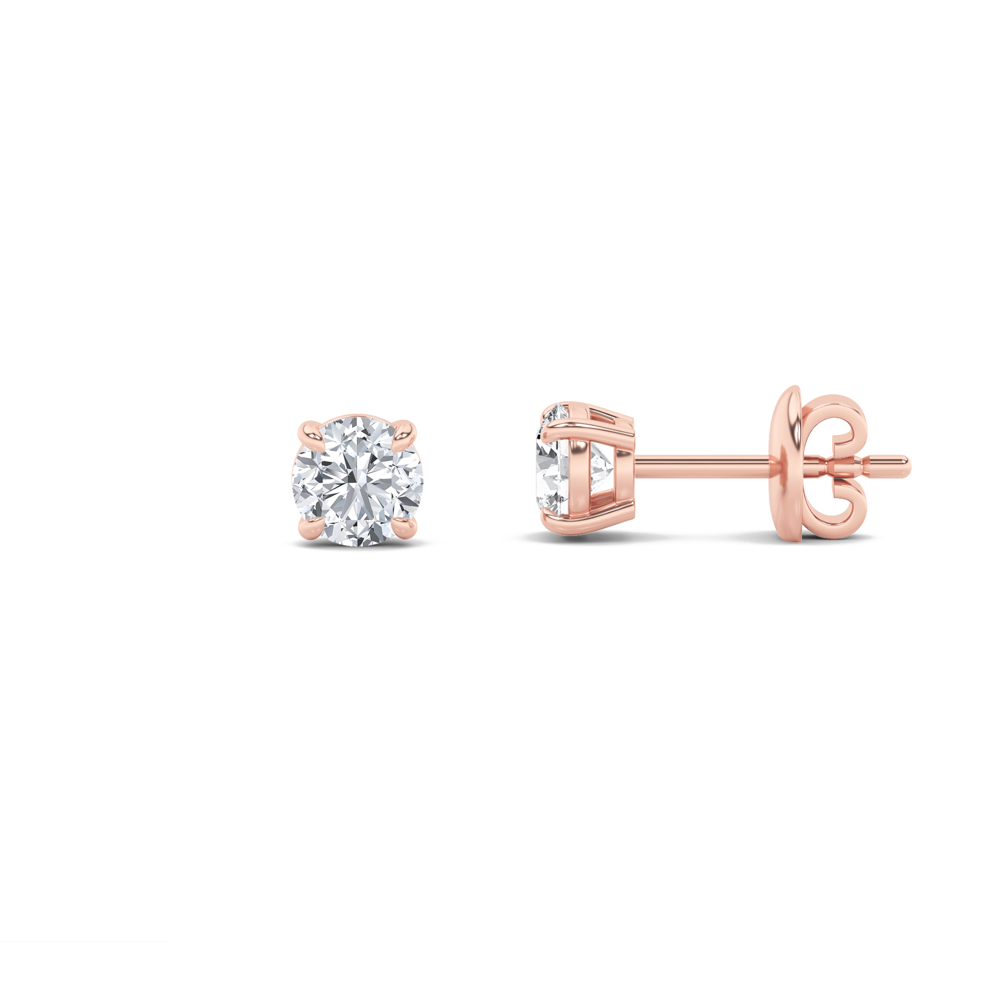 4Cttw Round Shaped Lab Grown Diamond (F/VS) Classic Basket Set Stud Earrings in 14K Gold