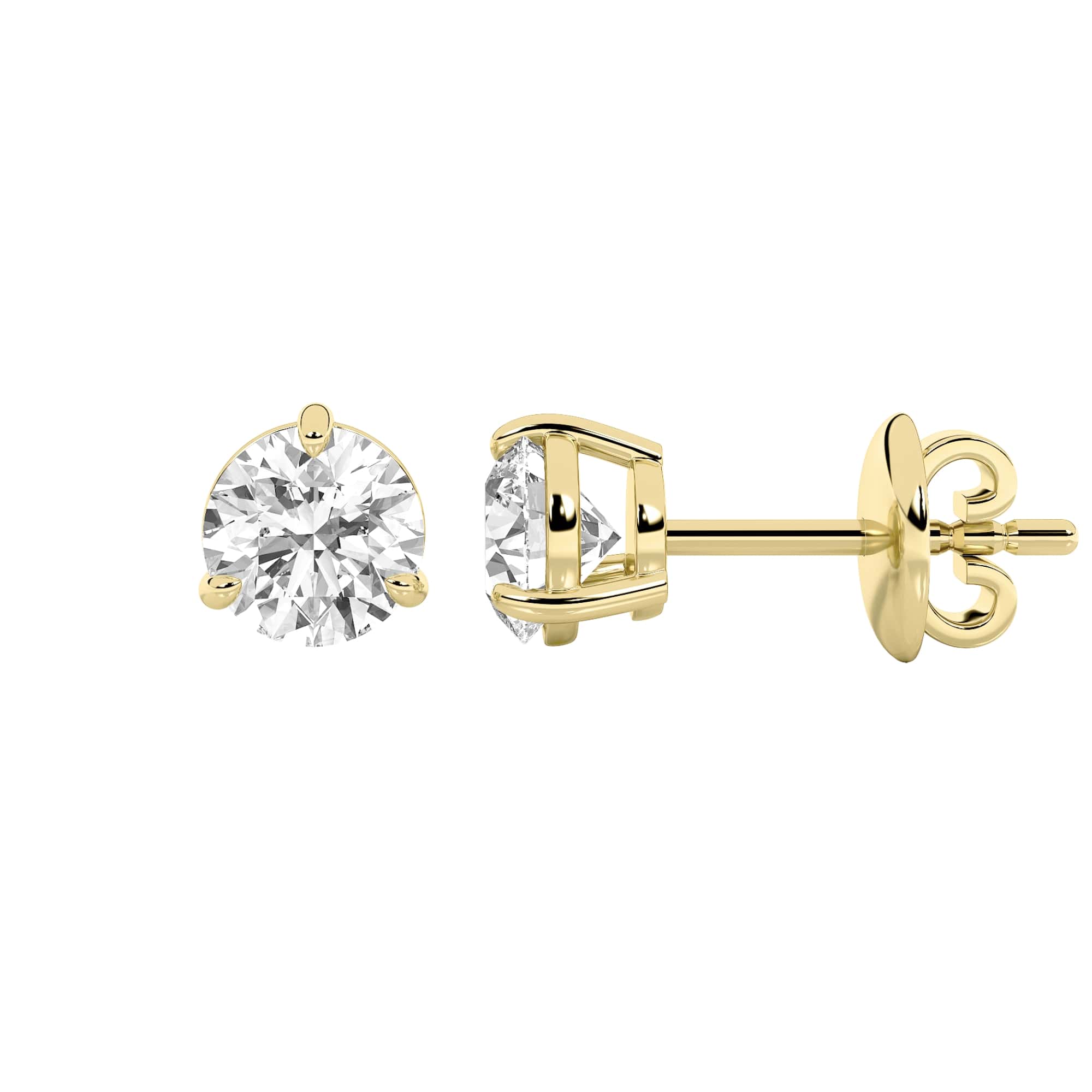 2Cttw Round Shaped Lab Grown Diamond (F/VS) Classic Basket Set Stud Earrings in 14K Gold