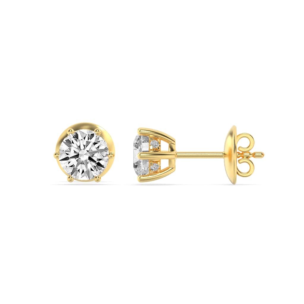 3Cttw Round Shaped Lab Grown Diamond (F/VS) Hidden Halo Stud Earrings in 14K Gold