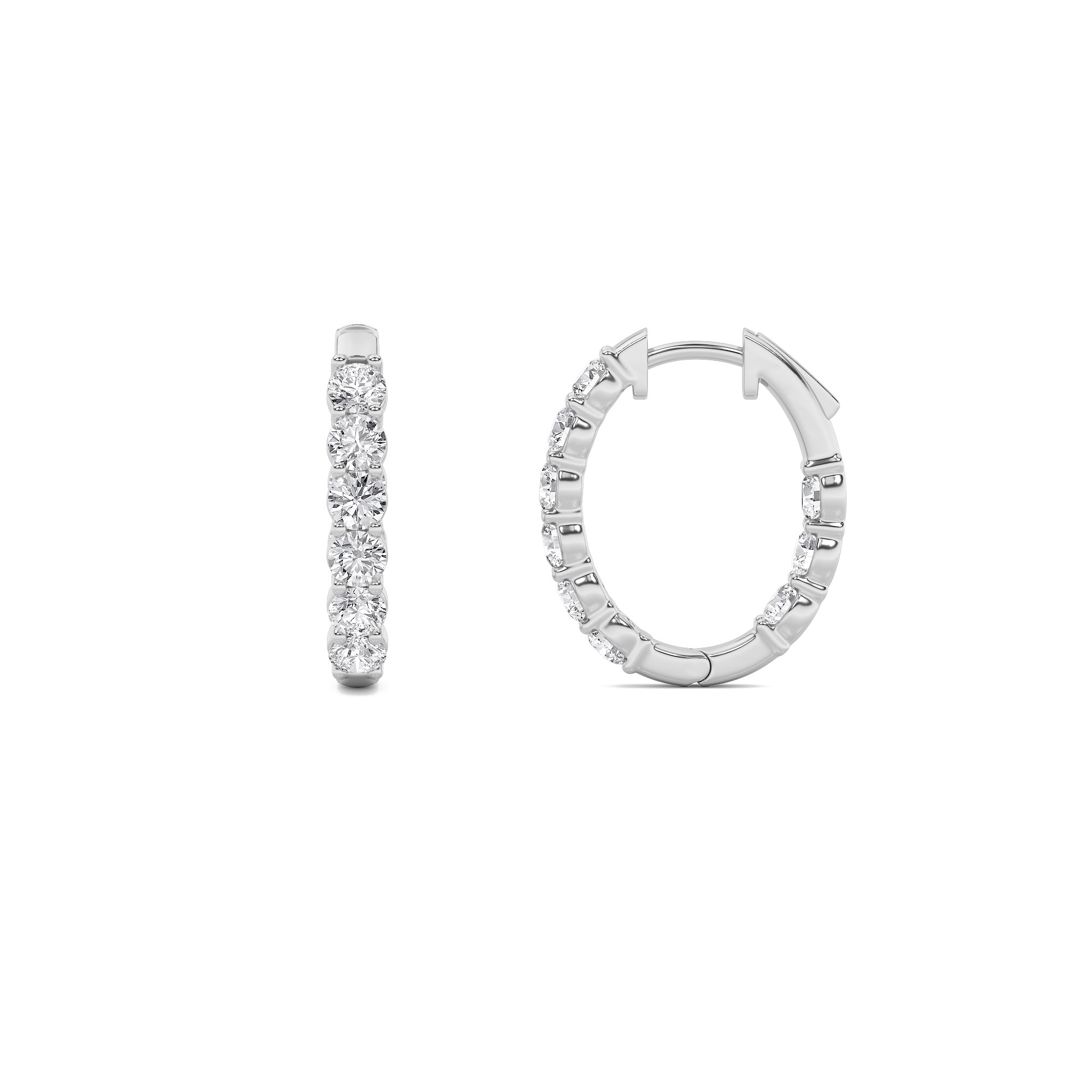 3Cttw Round Shaped Lab Grown Diamond (F/VS) Inside Out Hoop Earrings in 14K Gold