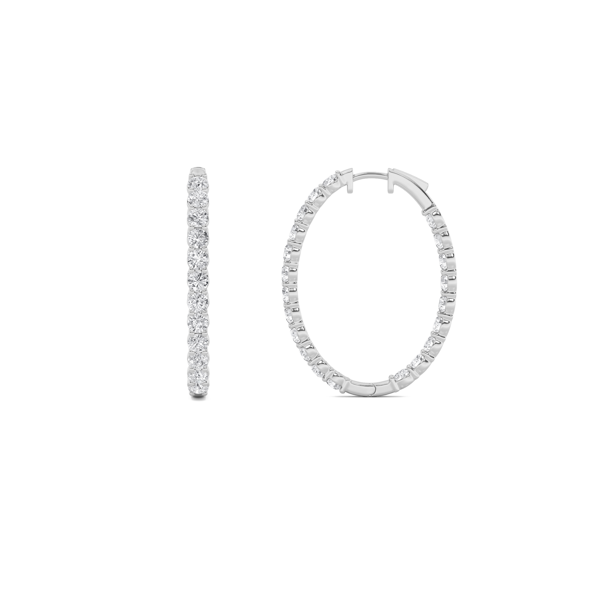 7Cttw Round Shaped Lab Grown Diamond (F/VS) Inside Out Hoop Earrings in 14K Gold