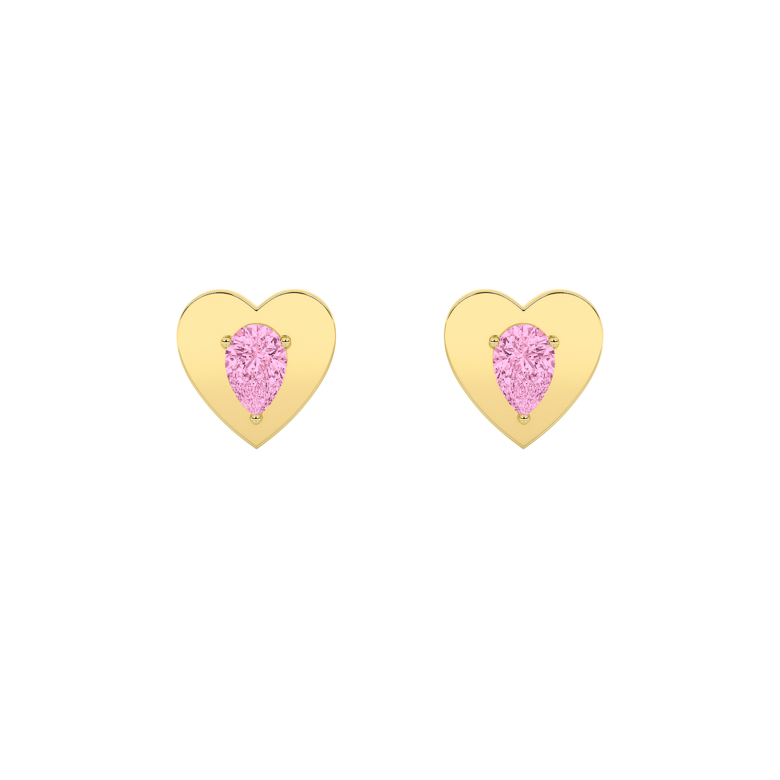 1Cttw Pear Shaped Lab Grown Diamond (F/VS) Heart Shaped Stud Earrings in 14K Gold