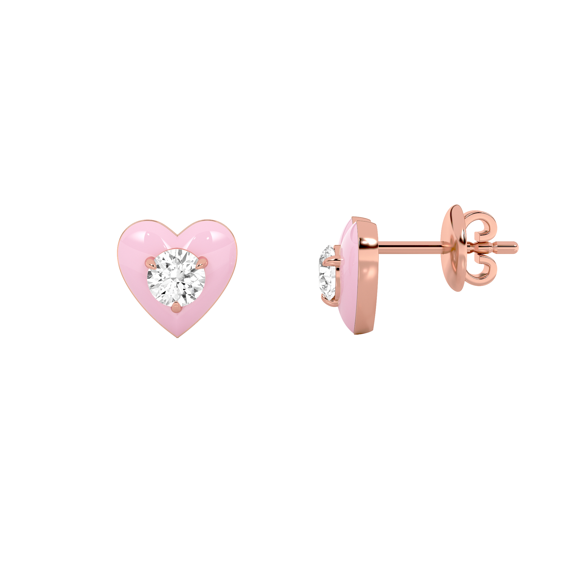 1Cttw Round Shaped Lab Grown Diamond (F/VS) Heart Shaped Earrings in 14K Gold