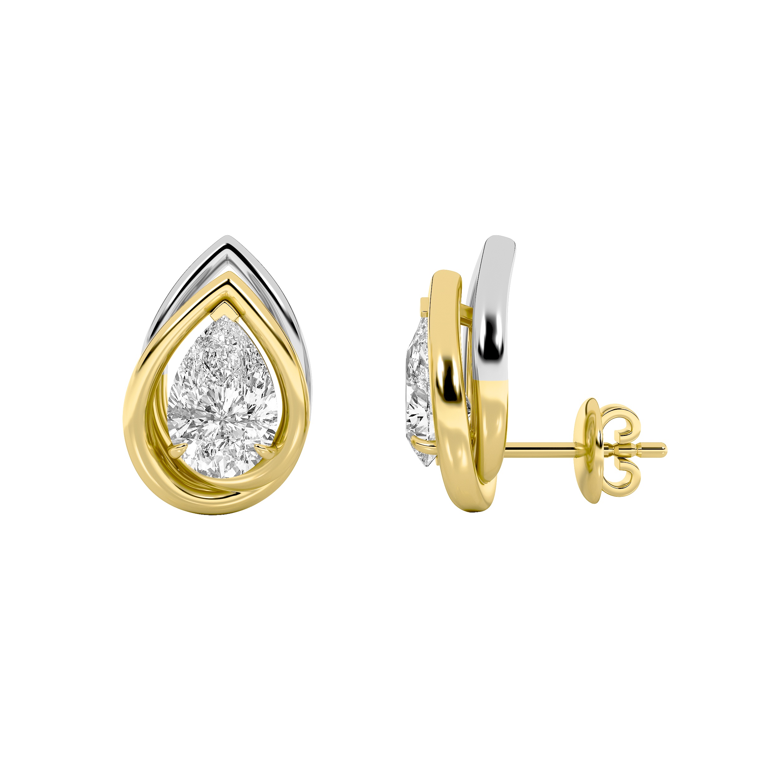 3Cttw Pear Shaped Lab Grown Diamond (F/VS) Knot Earrings in 14K Gold