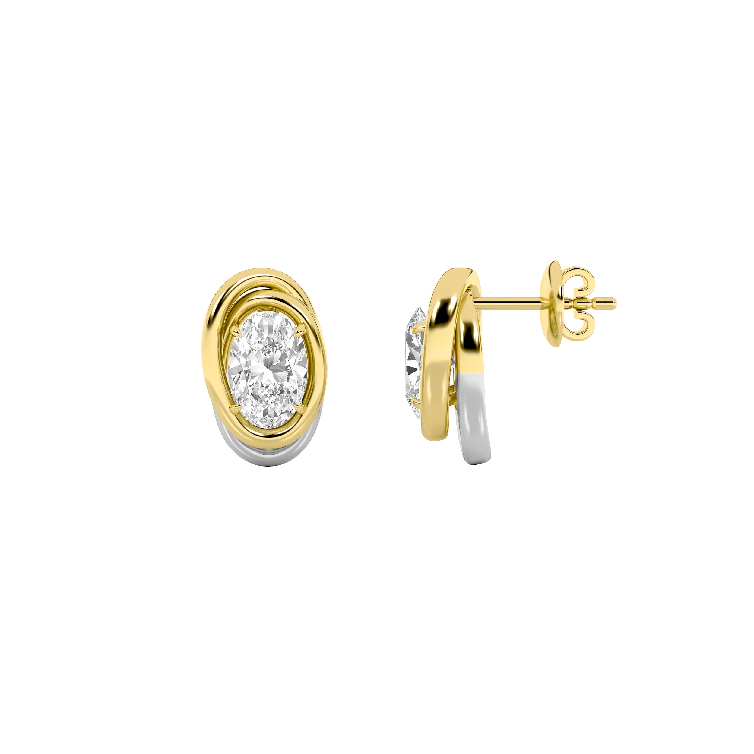 2Cttw Oval Shaped Lab Grown Diamond (F/VS) Knot Earrings in 14K Gold