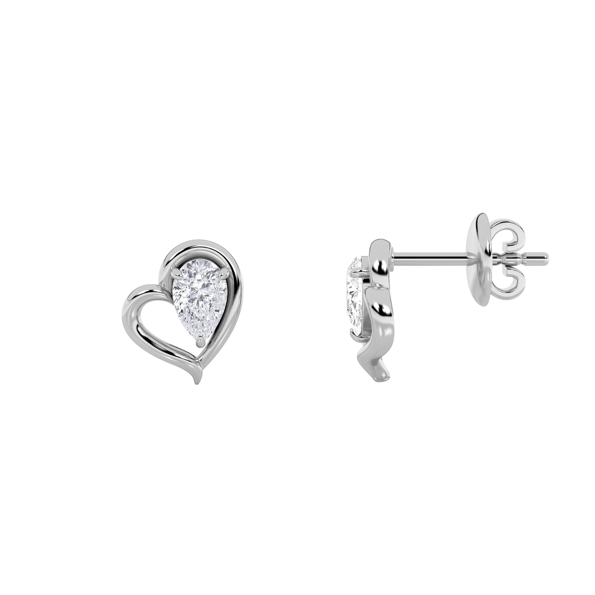 0.5Cttw Pear Shaped Lab Grown Diamond (F/VS) Heart Shaped Earrings in 14K Gold