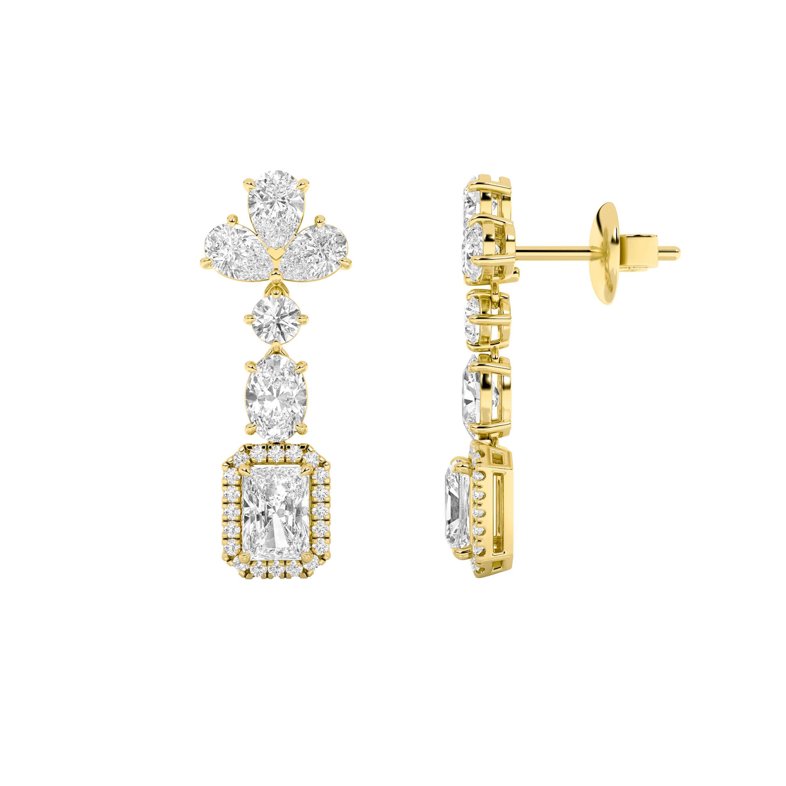 5.5Cttw Radiant Shaped Lab Grown Diamond (F/VS) Dangle Earrings in 14K Gold