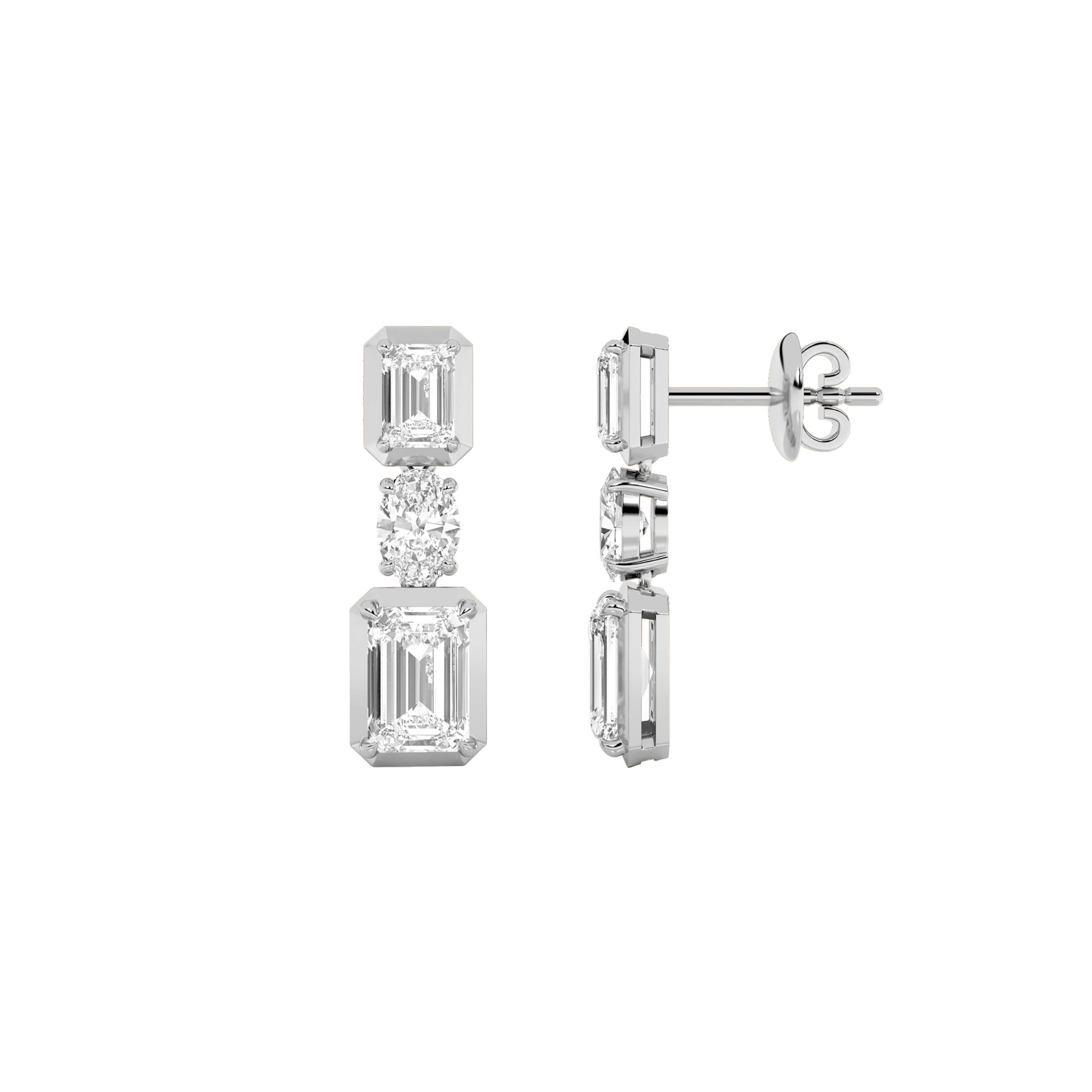 3Cttw Radiant Shaped Lab Grown Diamond (F/VS) Dangle Earrings in 14K Gold