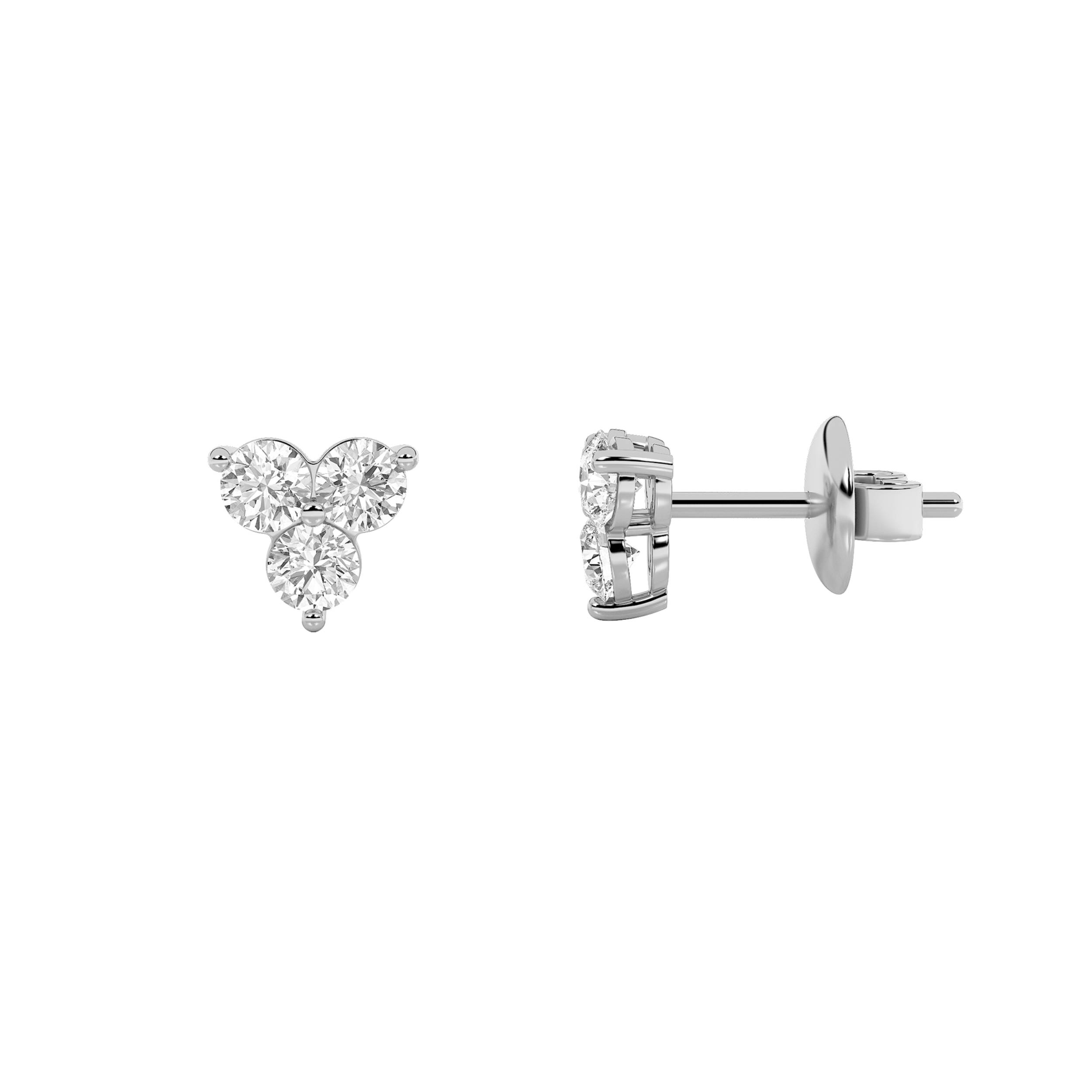 1.5Cttw Round Shaped Lab Grown Diamond (F/VS) Three Stone Earrings in 14K Gold