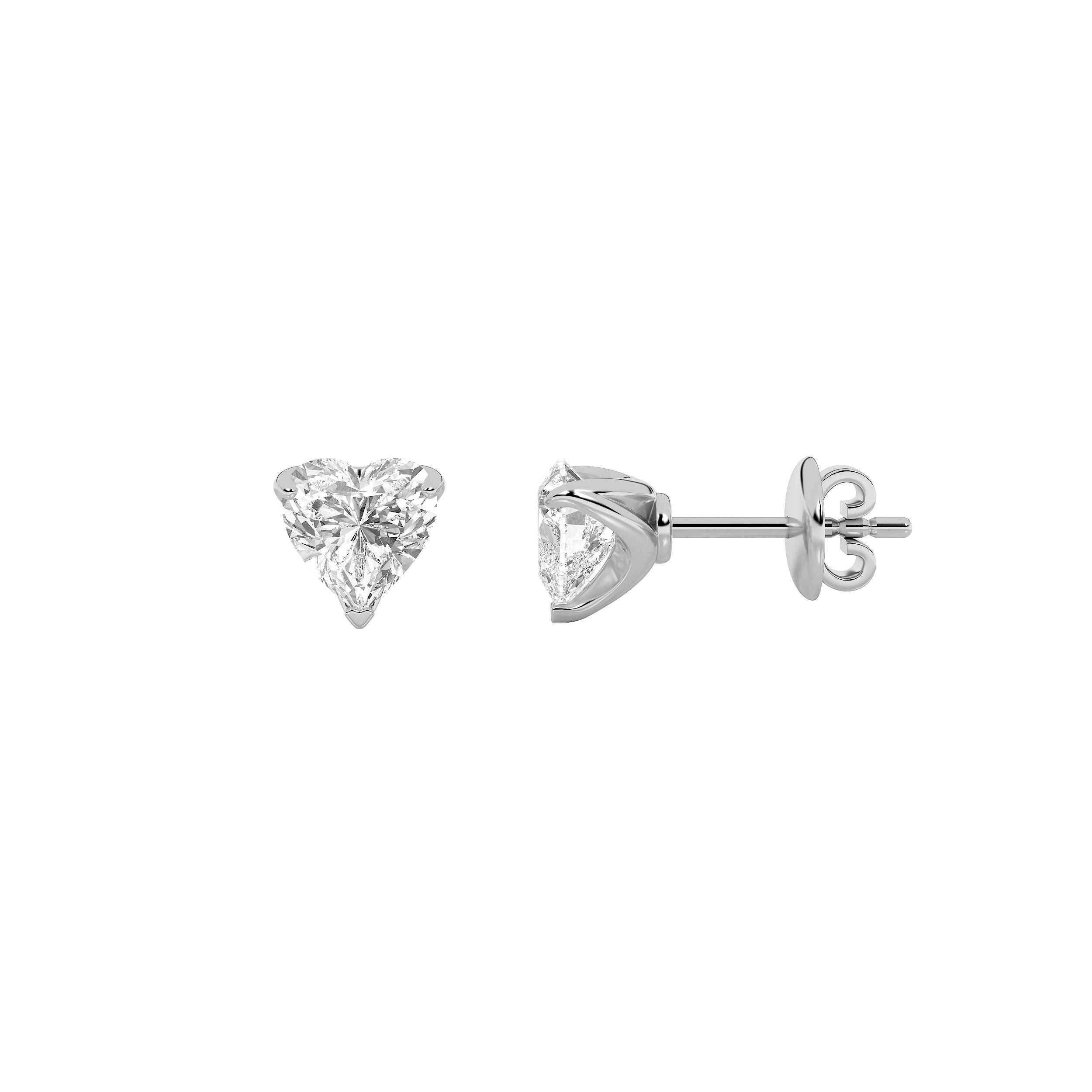 2Cttw Heart Shaped Lab Grown Diamond (F/VS) Heart Shaped Earrings in 14K Gold