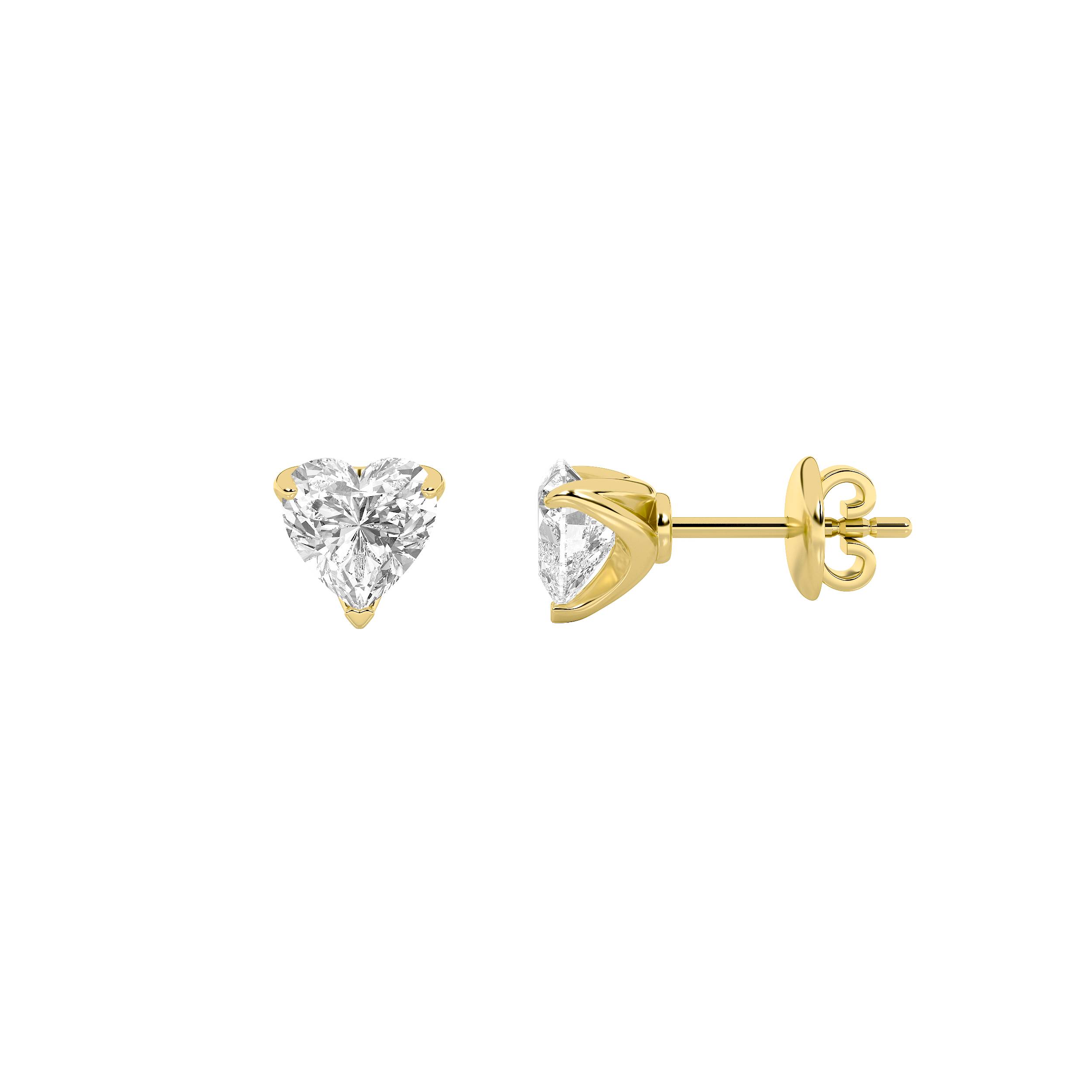 2Cttw Heart Shaped Lab Grown Diamond (F/VS) Heart Shaped Earrings in 14K Gold