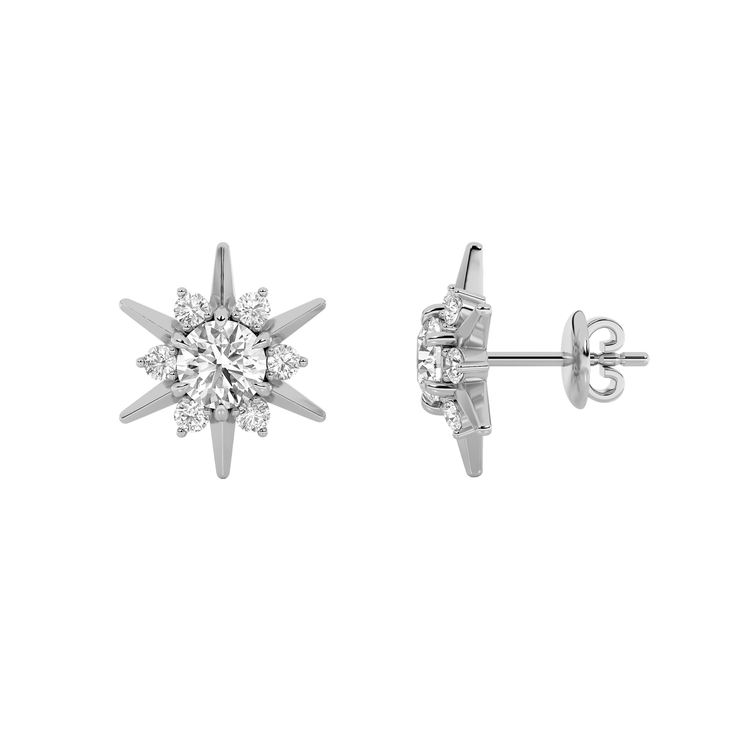 2Cttw Round Shaped Lab Grown Diamond (F/VS) Astralis Earrings in 14K Gold