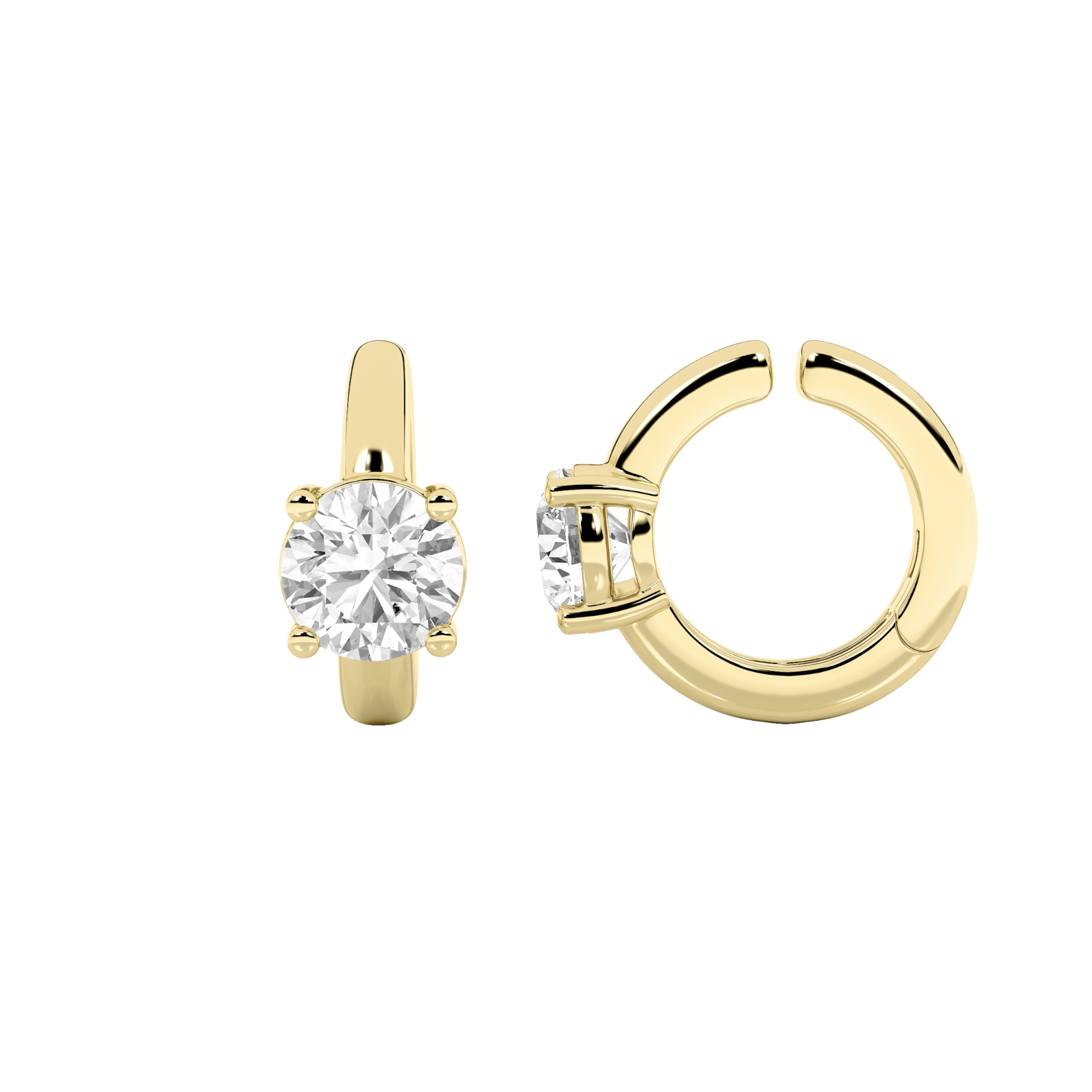 0.5Cttw Round Shaped Lab Grown Diamond (F/VS) Huggie Cuff Earrings in 14K Gold