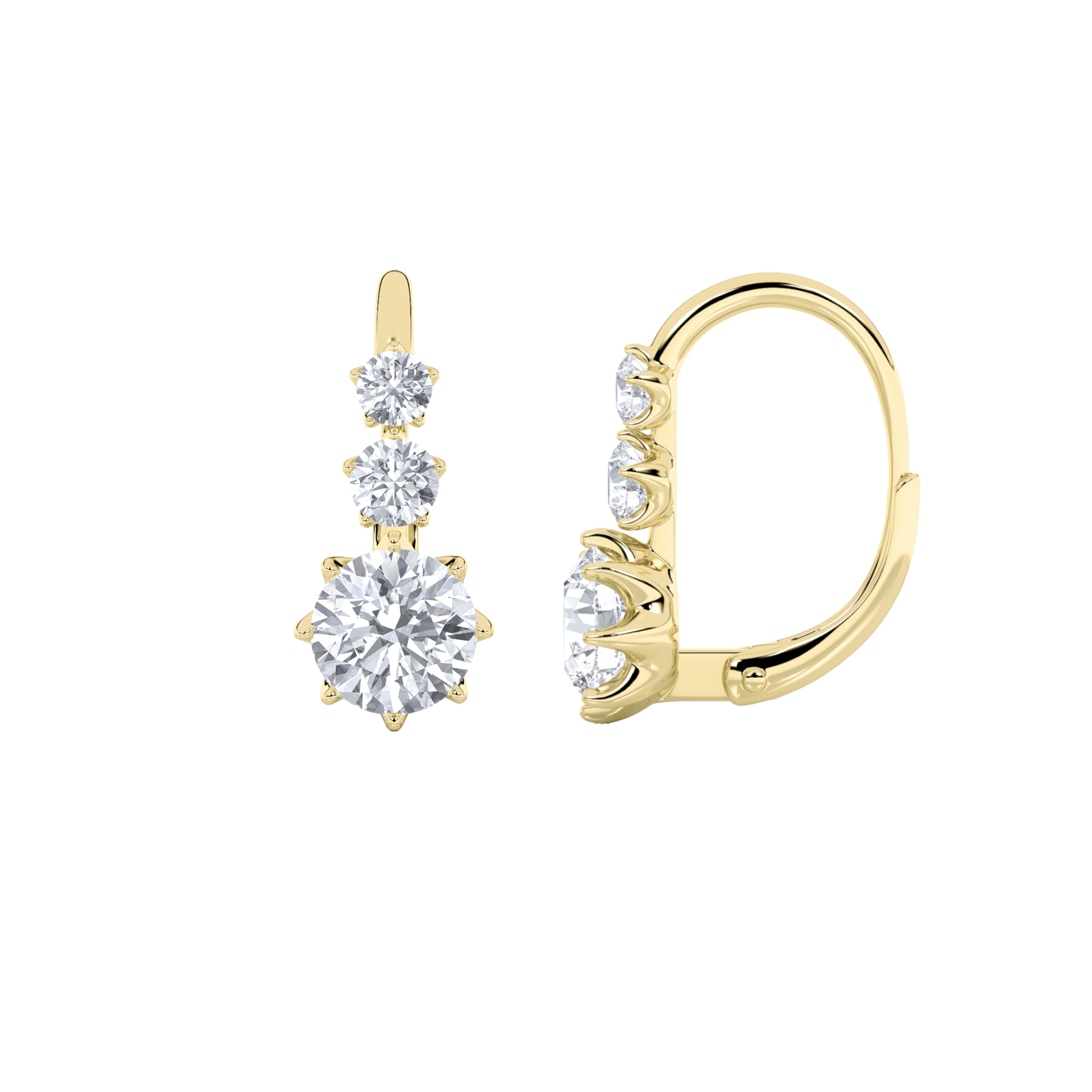 2.5Cttw Round Shaped Lab Grown Diamond (F/VS) Antique Design Earrings in 14K Gold