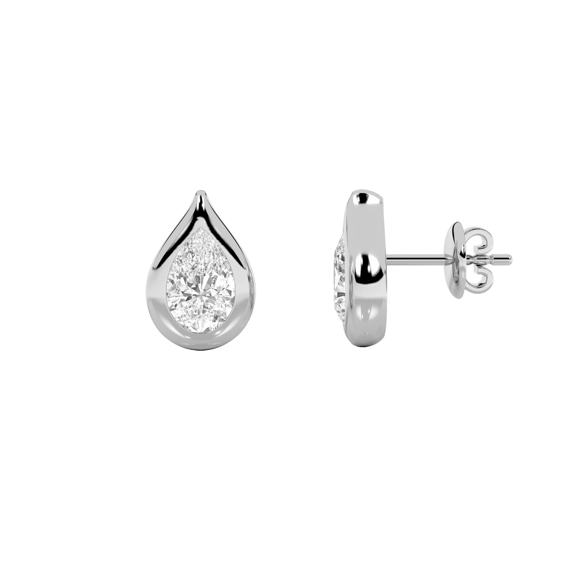 2Cttw Pear Shaped Lab Grown Diamond (F/VS) Stud Earrings in 14K Gold