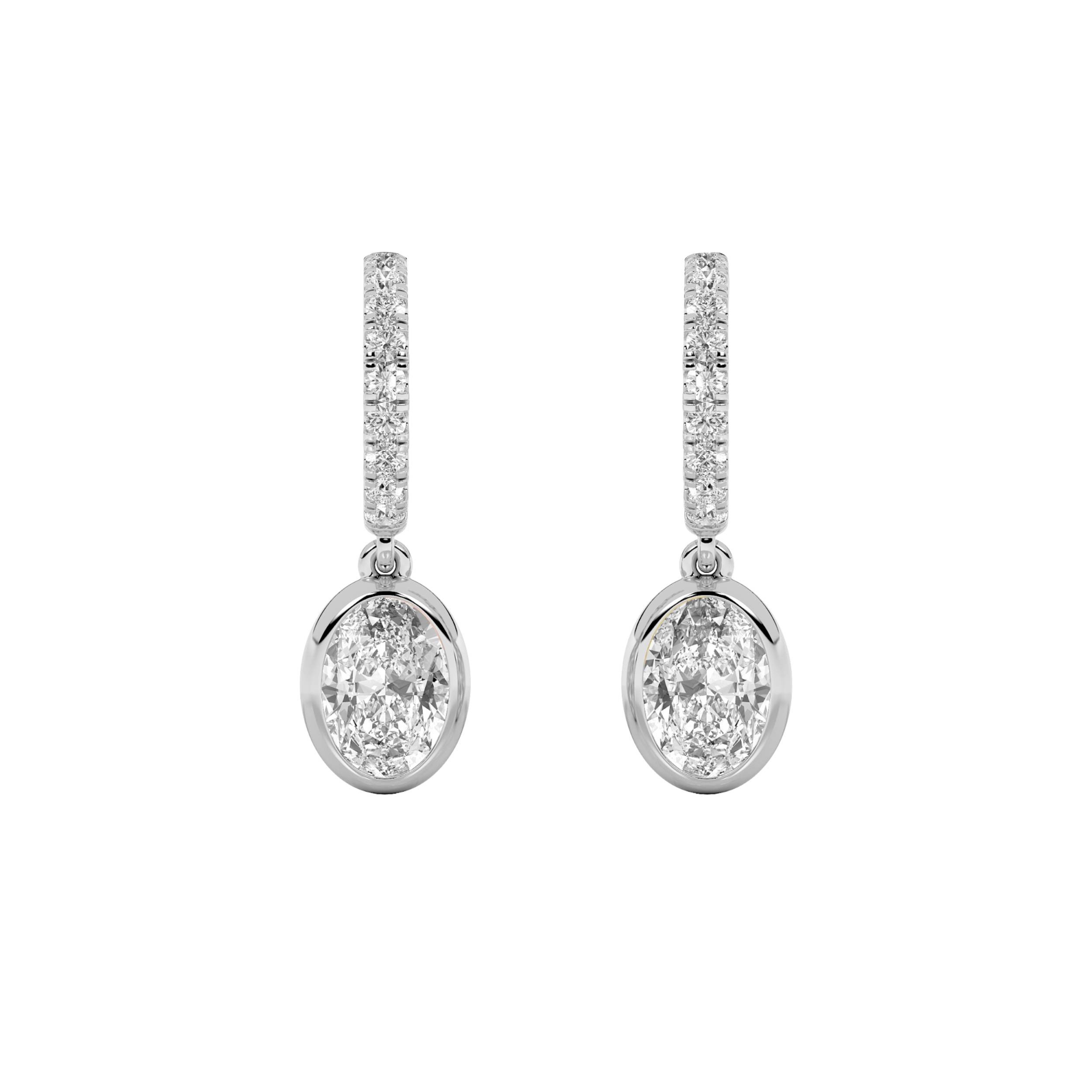 2Cttw Oval Shaped Lab Grown Diamond (F/VS) Dangle Earrings in 14K Gold